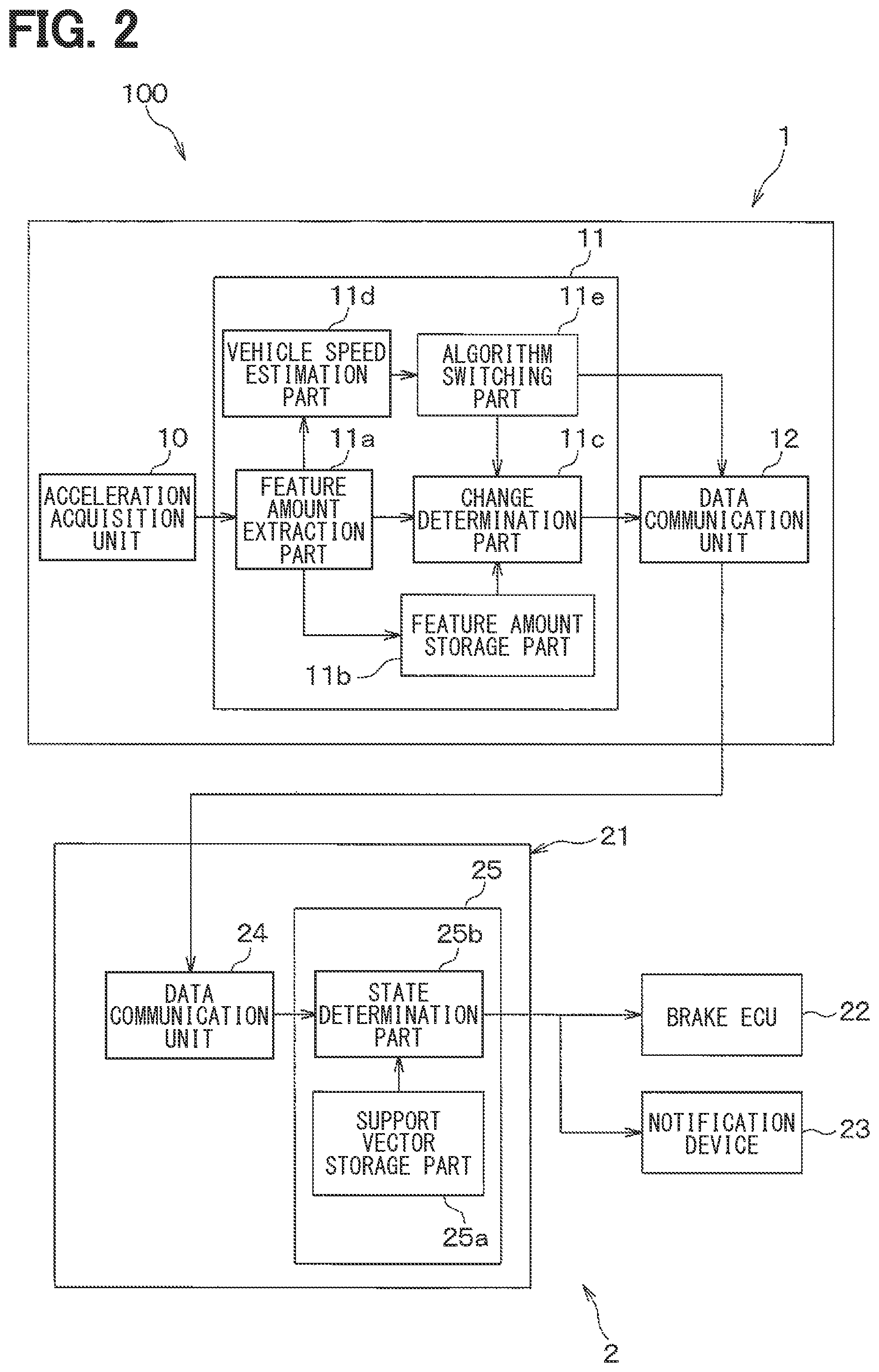 Patent US11841219 Figure 2 – Tire side device and road surface condition determination device containing same