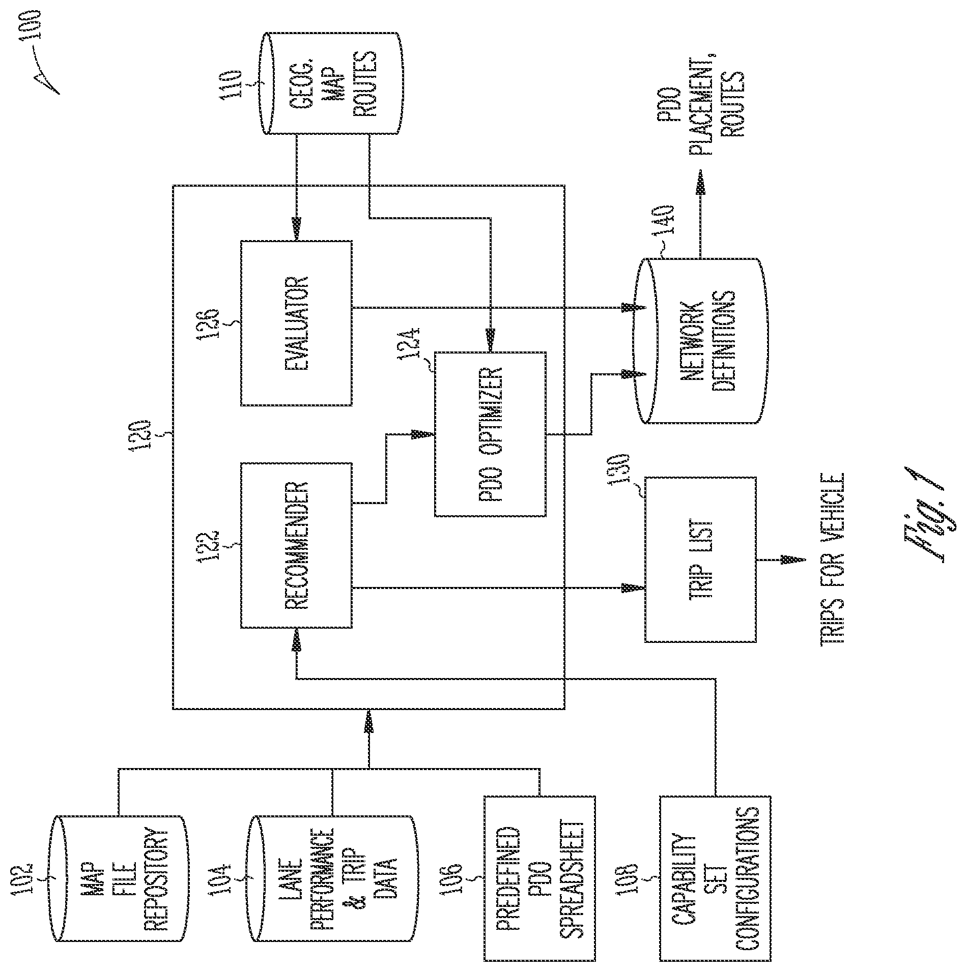 Patent US11841235 Figure 1 – Autonomous vehicle positioning for trip optimization