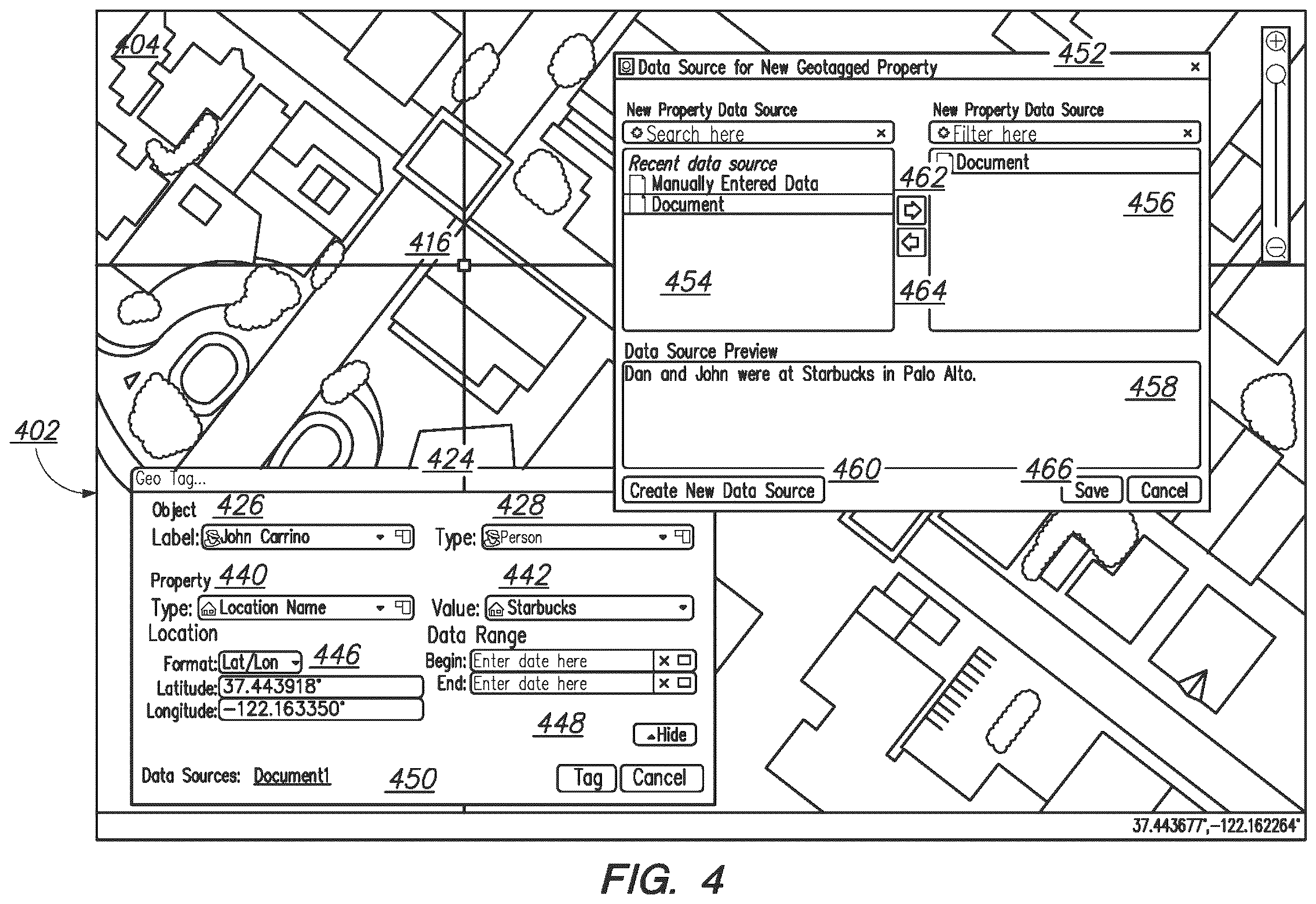 Patent US11841238 Figure 5 – Geotagging structured data