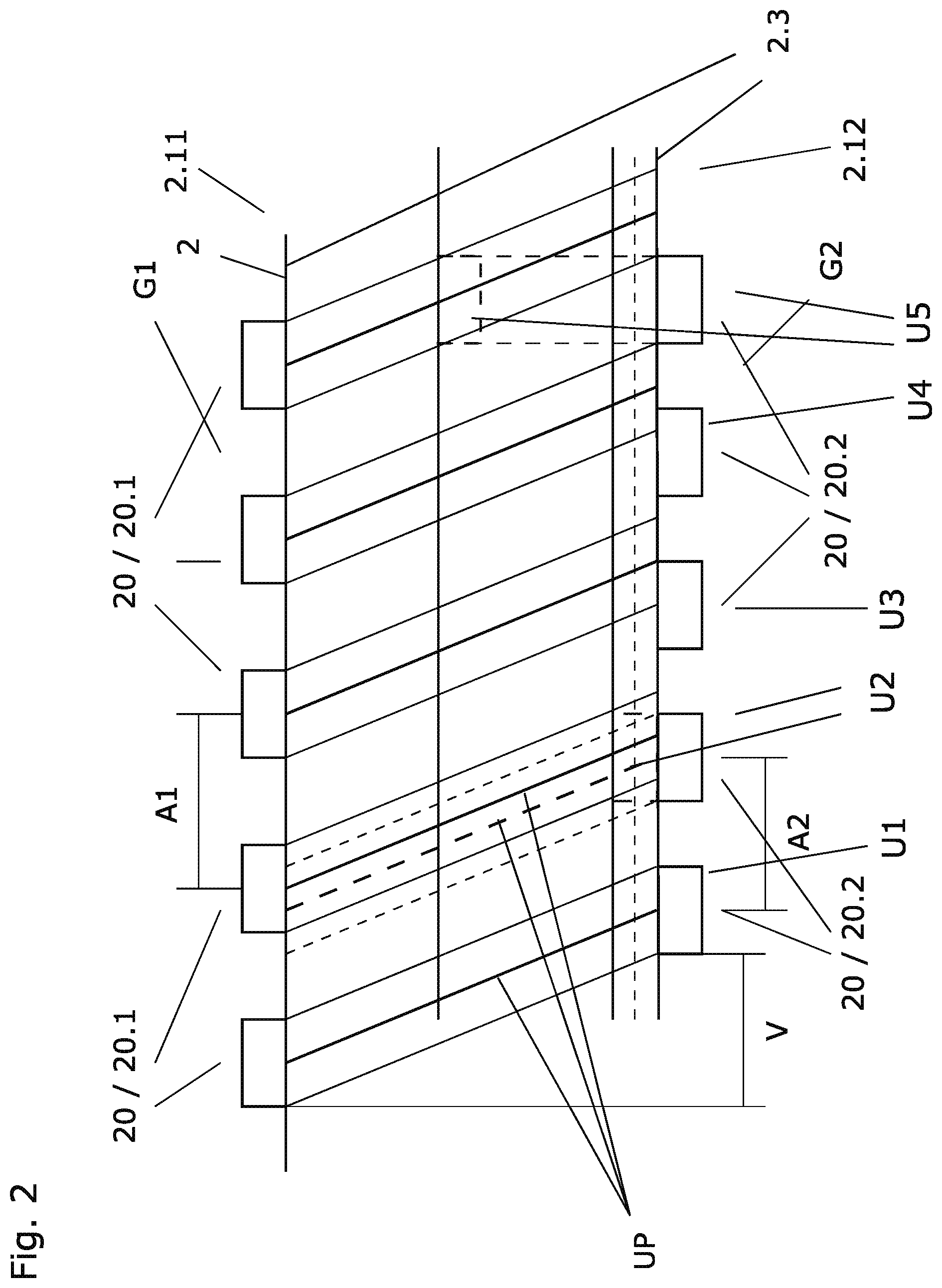 Patent US11841254 Figure 2 – Clamp-on ultrasonic transducer arrangement independent of measuring tube diameter at a measuring point