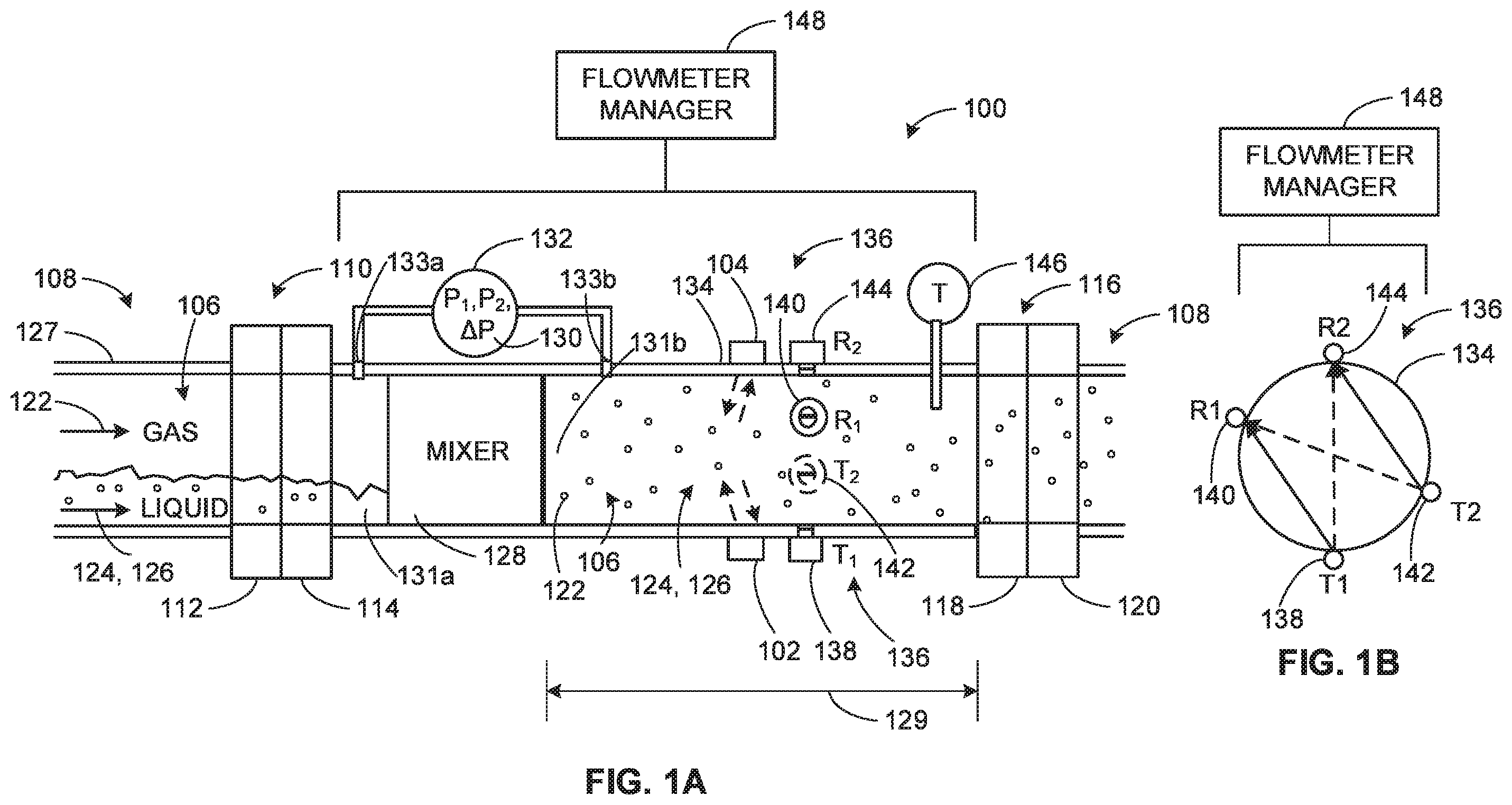 Patent US11841255 Figure 1 – Systems, methods, and apparatus to measure multiphase flows