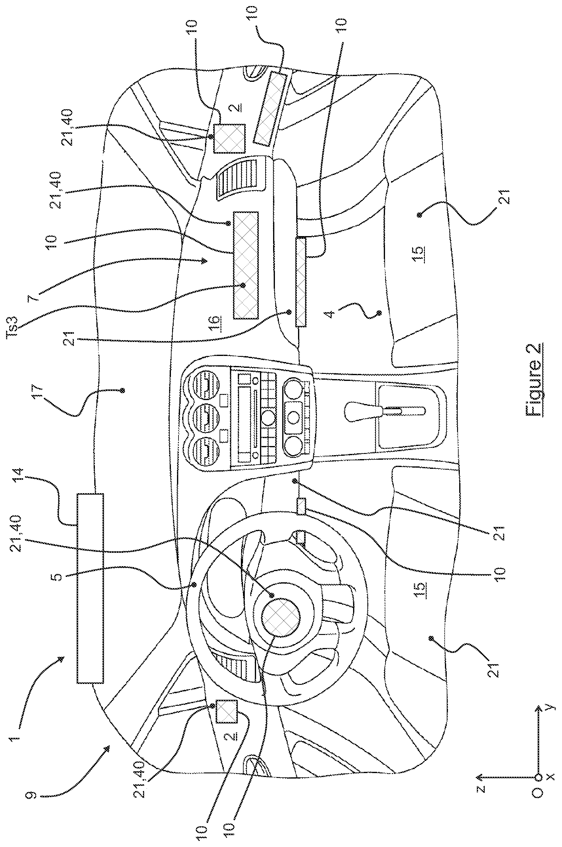 Patent US11841275 Figure 2 – Device for analysing infrared radiation from a surface of a motor vehicle passenger compartment