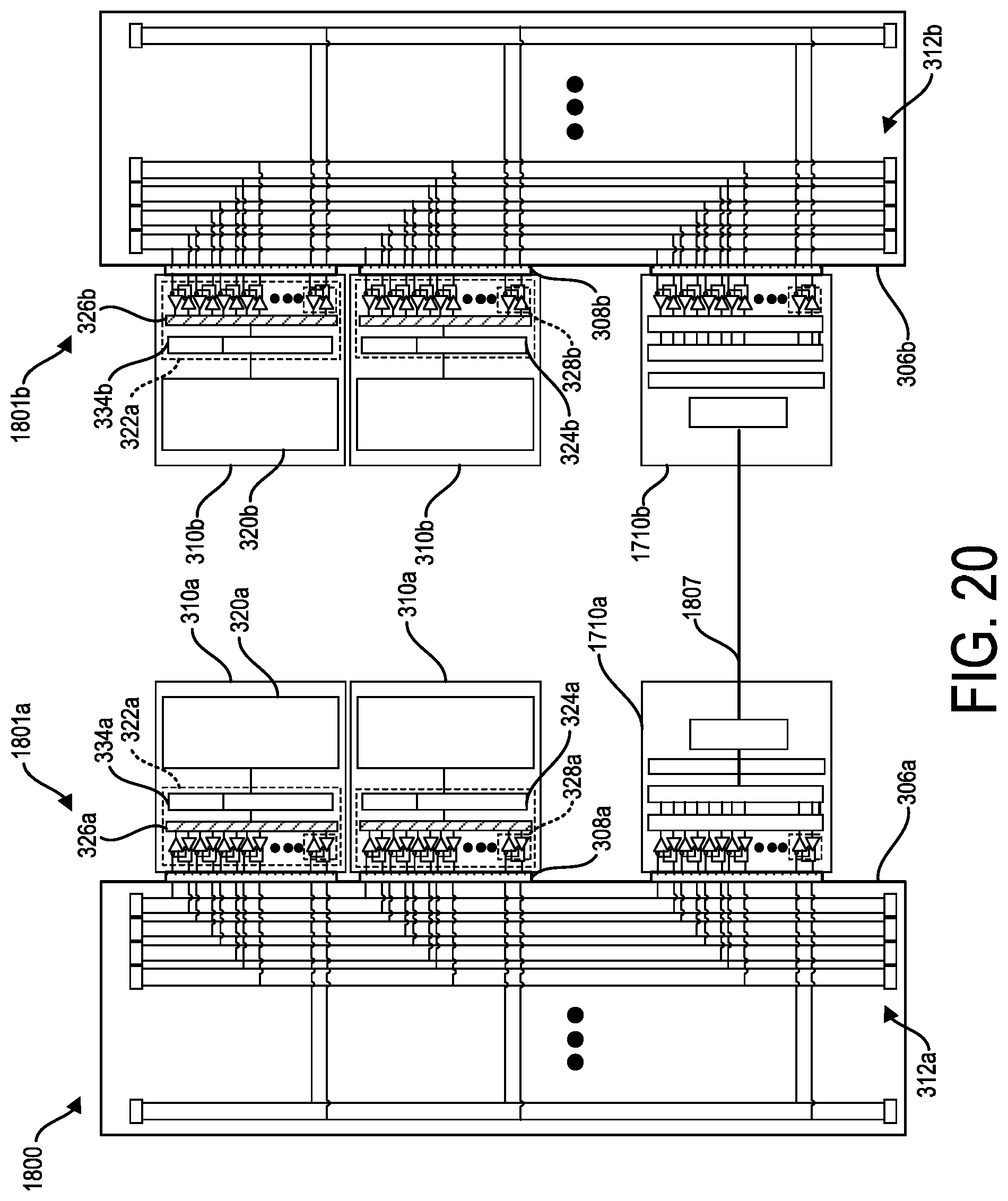 Patent US11841390 Figure 20 – Monitoring system with bridges for interconnecting system elements