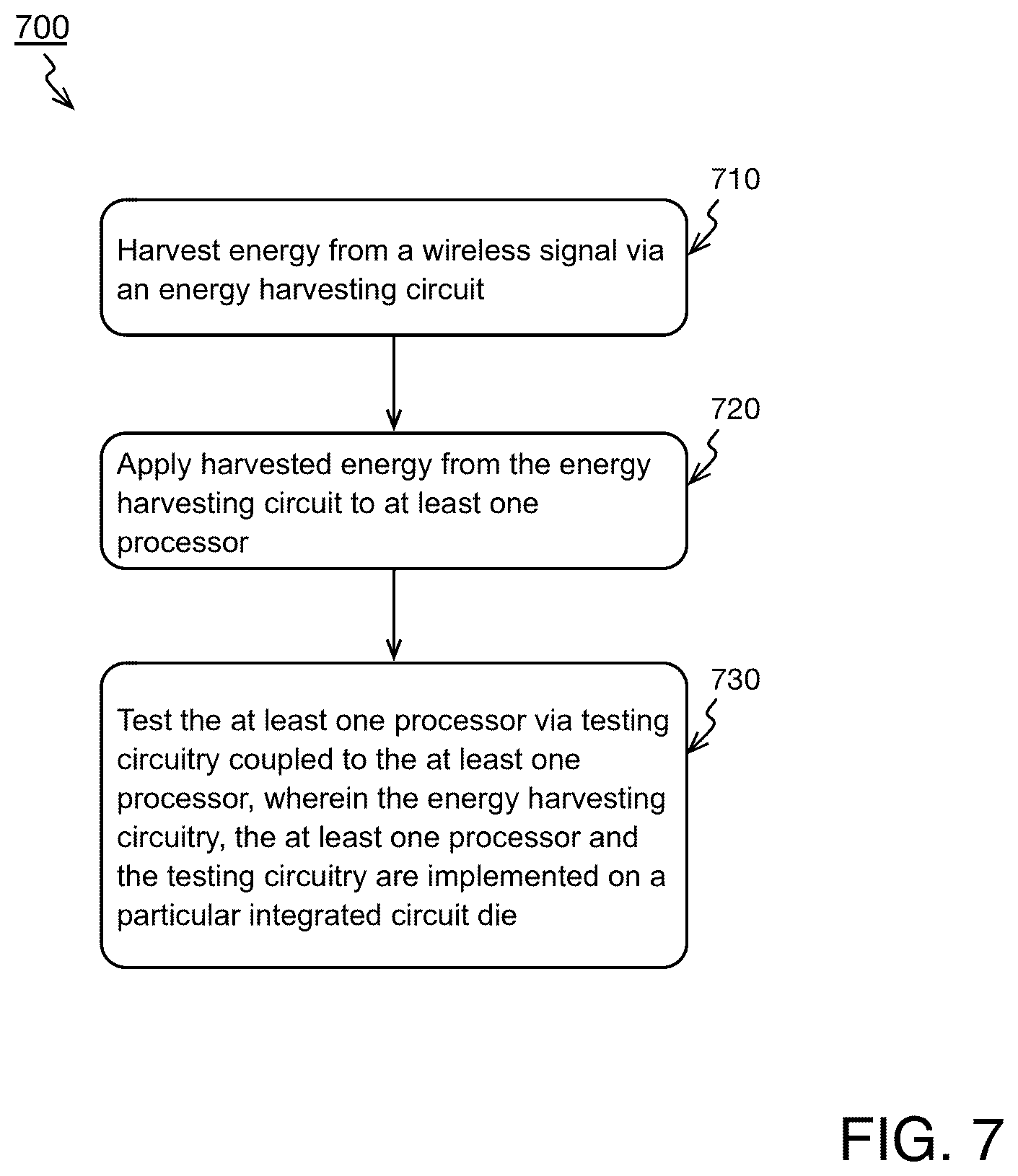 Patent US11841397 Figure 7 – System-on-a-chip testing for energy harvesting devices