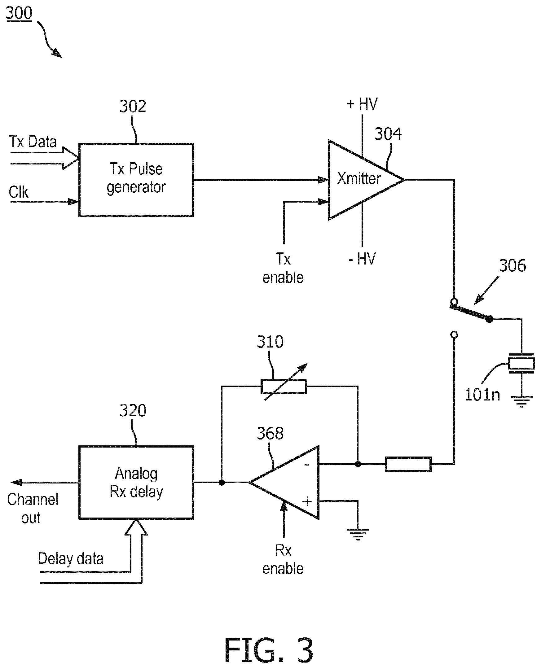 Patent US11841425 Figure 3 – Ultrasound probe with multiline digital microbeamformer