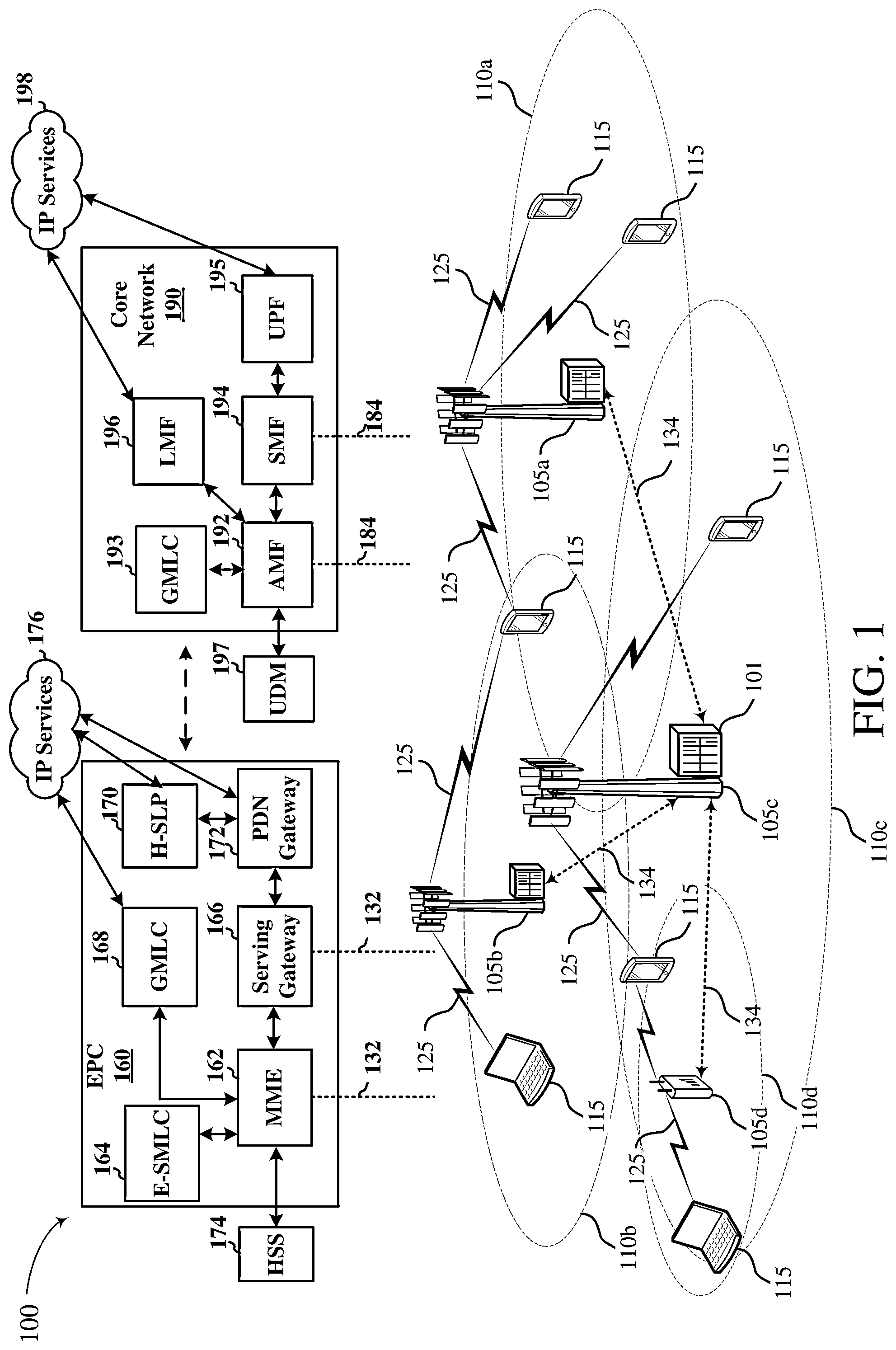 Patent US11841449 — Method and apparatus for 5G positioning accuracy improvement in presence of phase noise — Figure 1