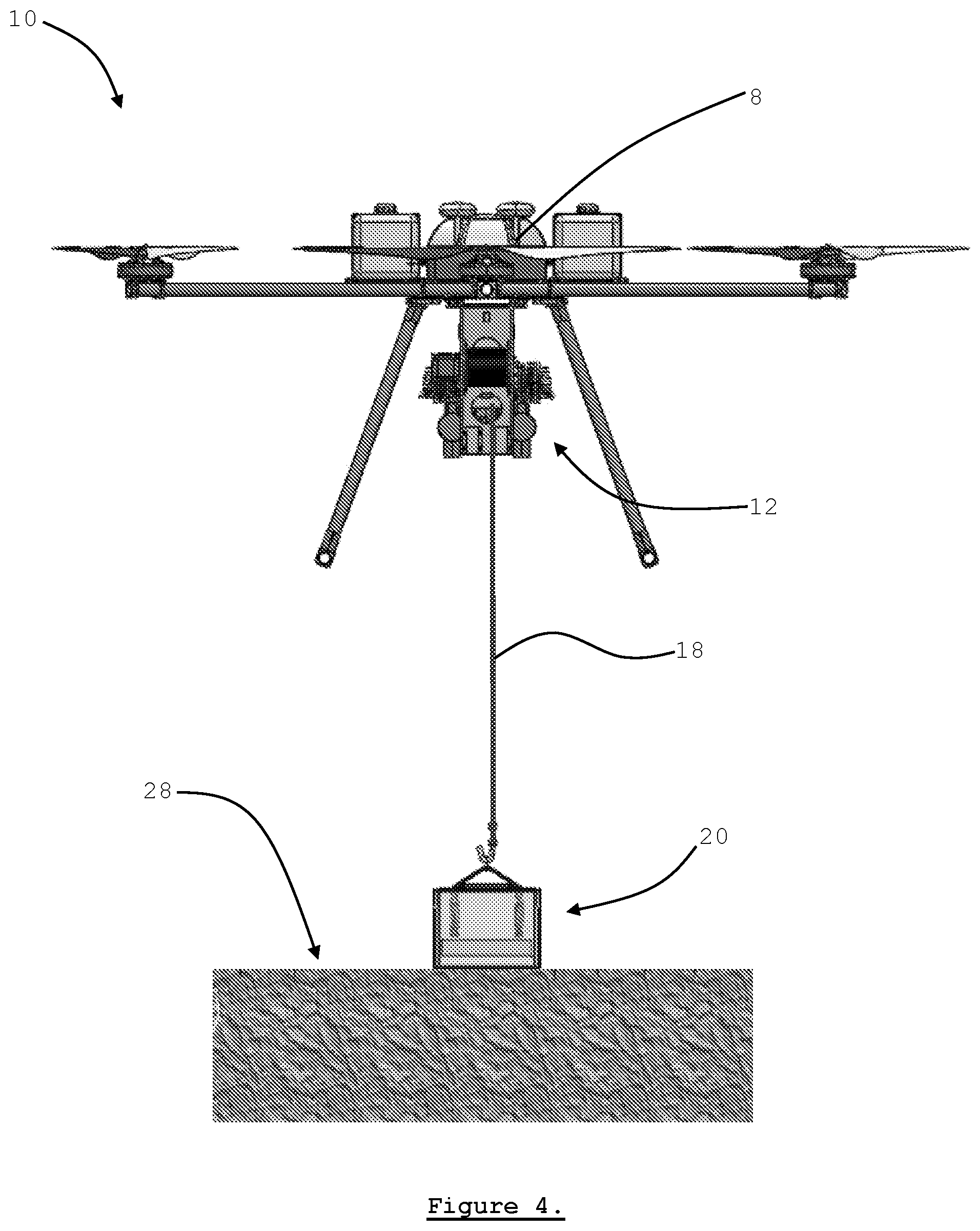 Patent US11841473 Figure 2 – Seismic weight dropper arrangement for a drone