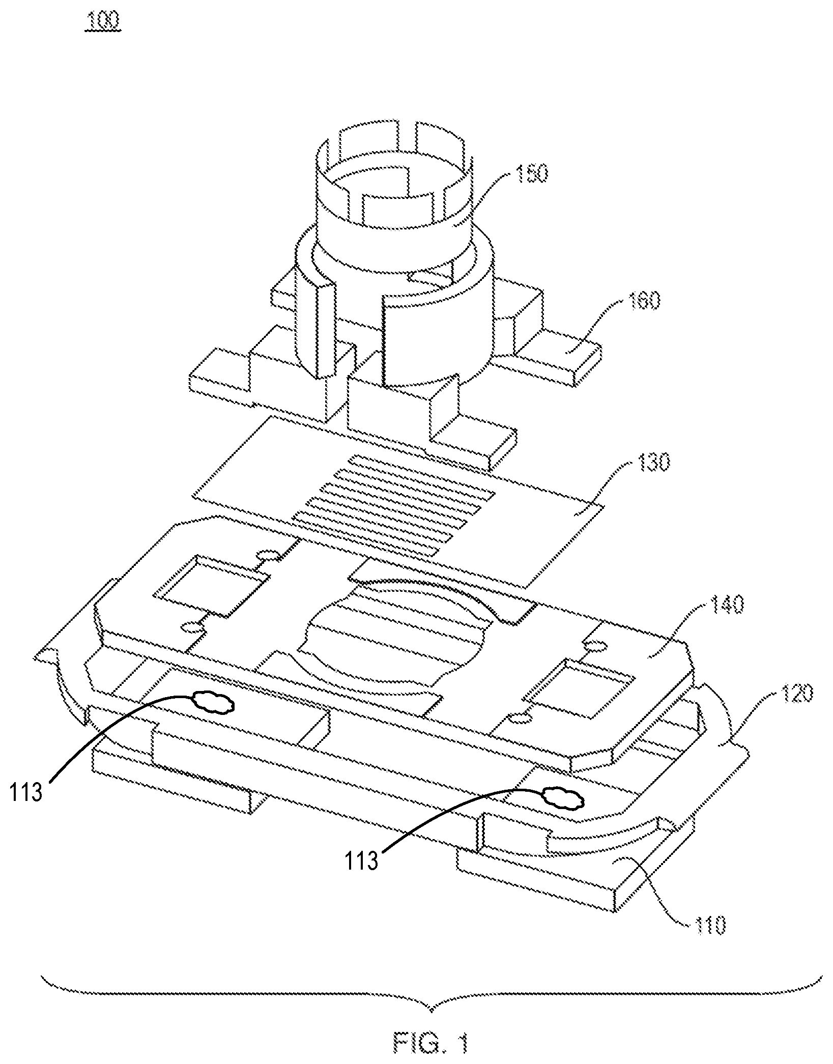 Patent US11841492 Figure 1 – Heated stage assembly for high temperature fluorescence microscopy