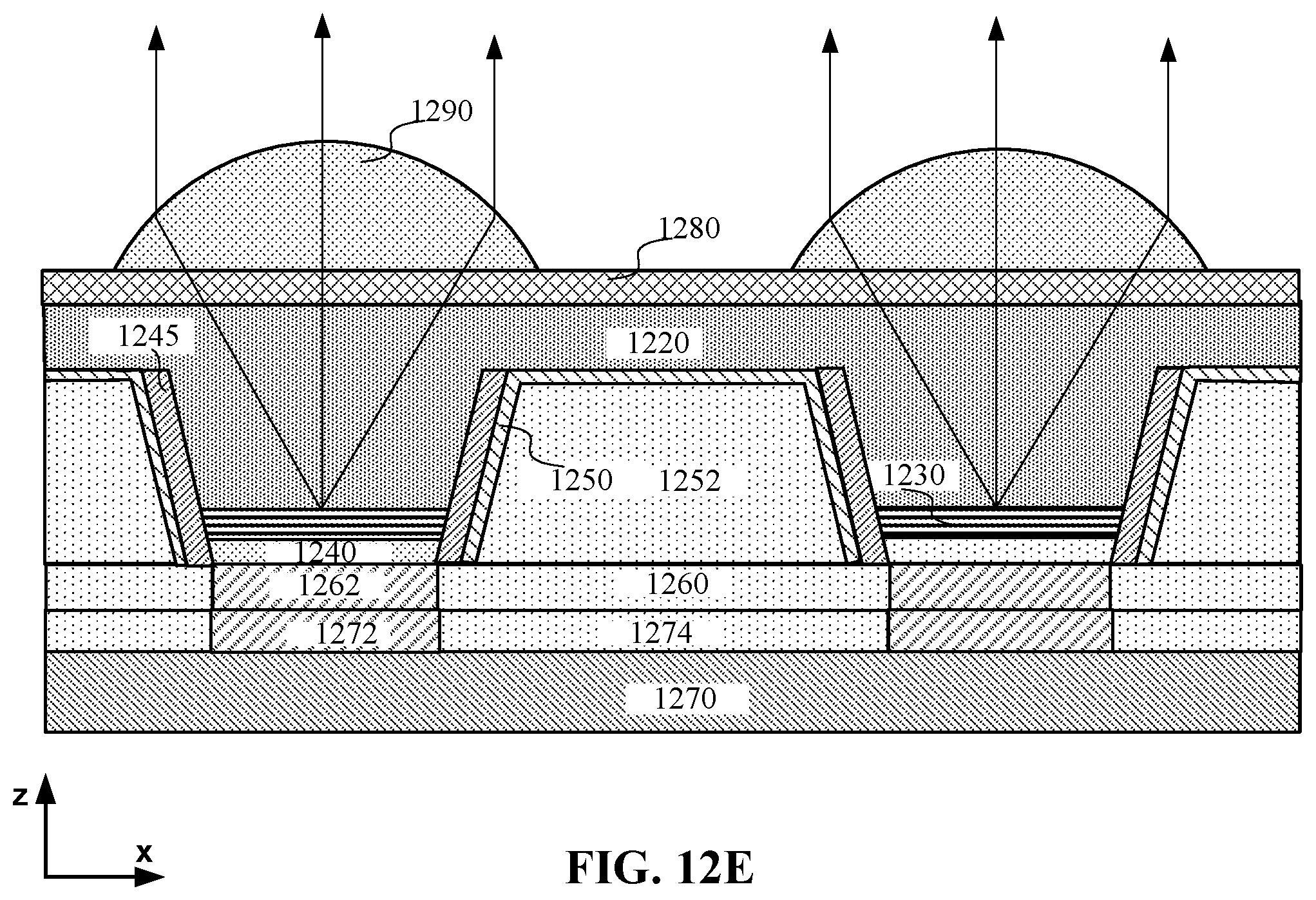 Patent US11841508 Figure 12 – Micro-LED light extraction efficiency enhancement