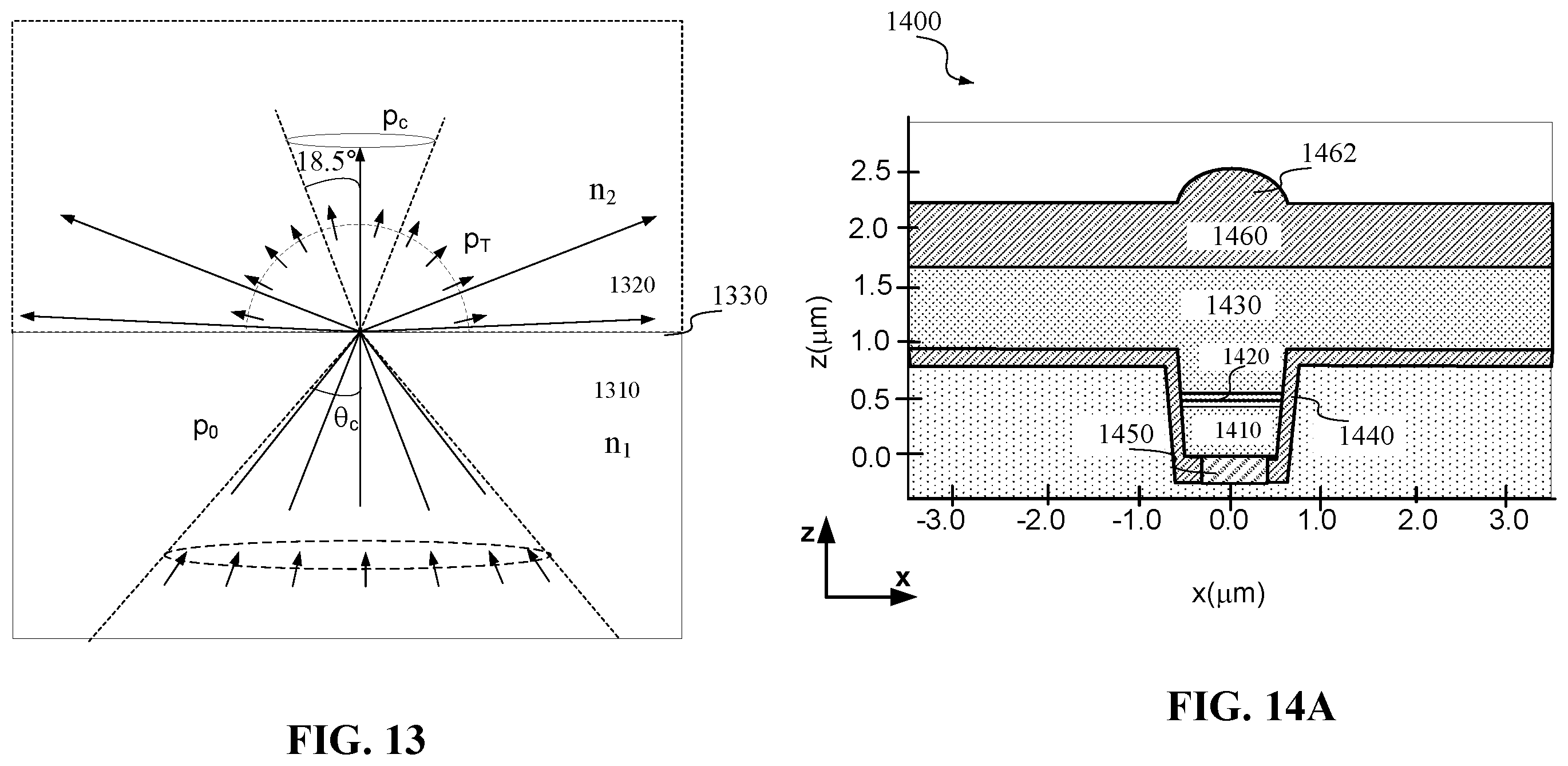 Patent US11841508 Figure 13 – Micro-LED light extraction efficiency enhancement