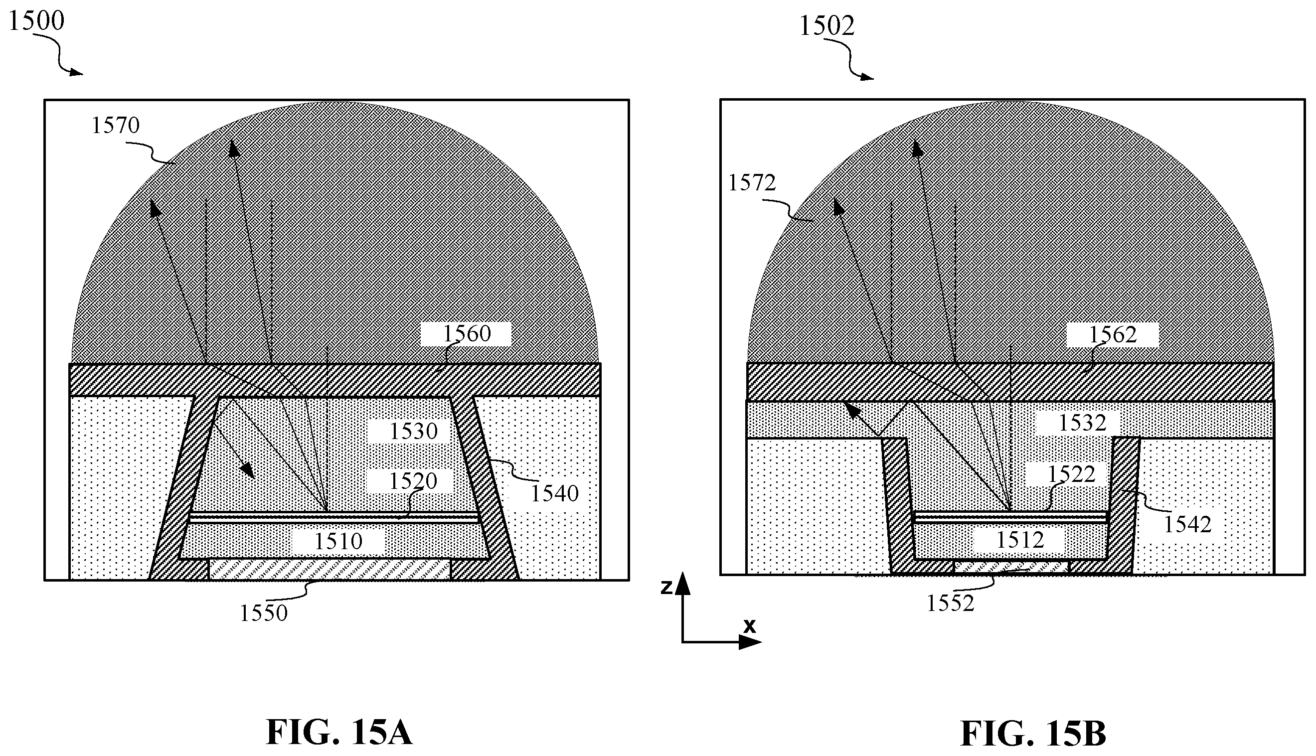 Patent US11841508 Figure 15 – Micro-LED light extraction efficiency enhancement