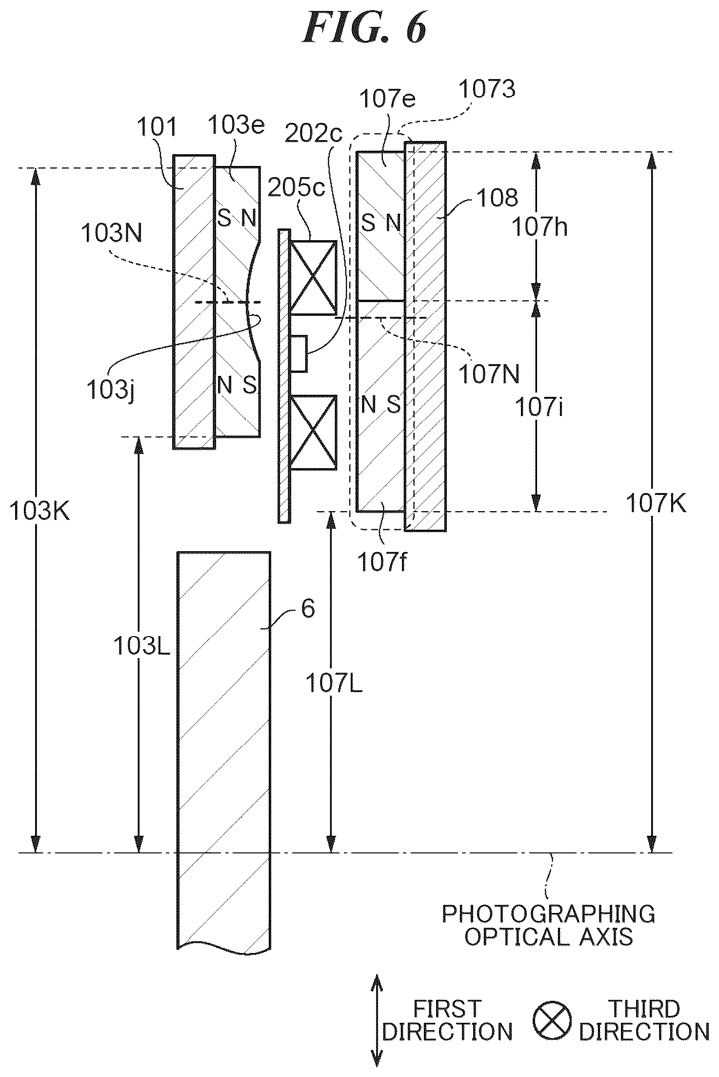 Patent US11841514 Figure 6 – Drive device including magnets and coil, image blur correction device, and image capturing apparatus