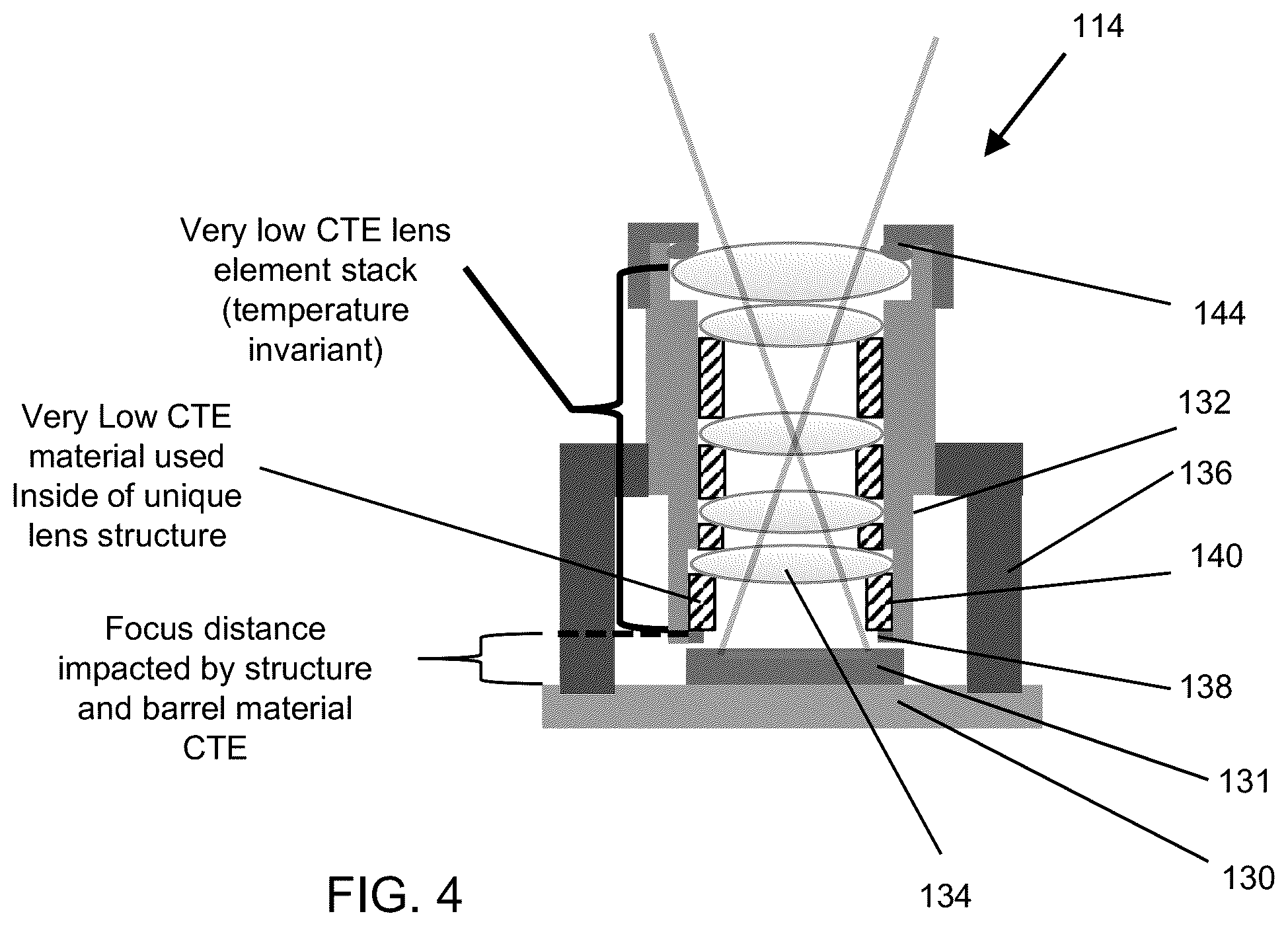 Patent US11841545 Figure 4 – Vehicular camera with temperature invariant lens spacers