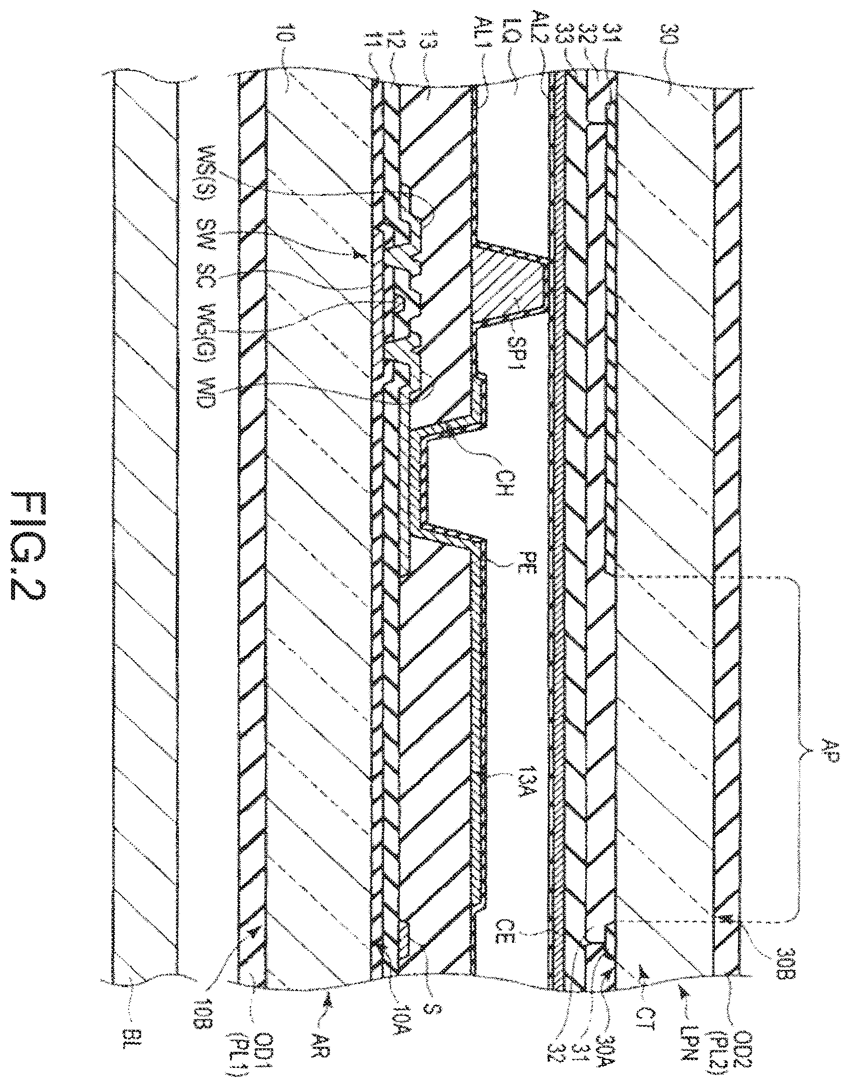 Patent US11841567 Figure 2 – Display device comprising first and second polarizing plates having ends located inside an end of a second substrate and an air gap between a resin layer and the second substrate