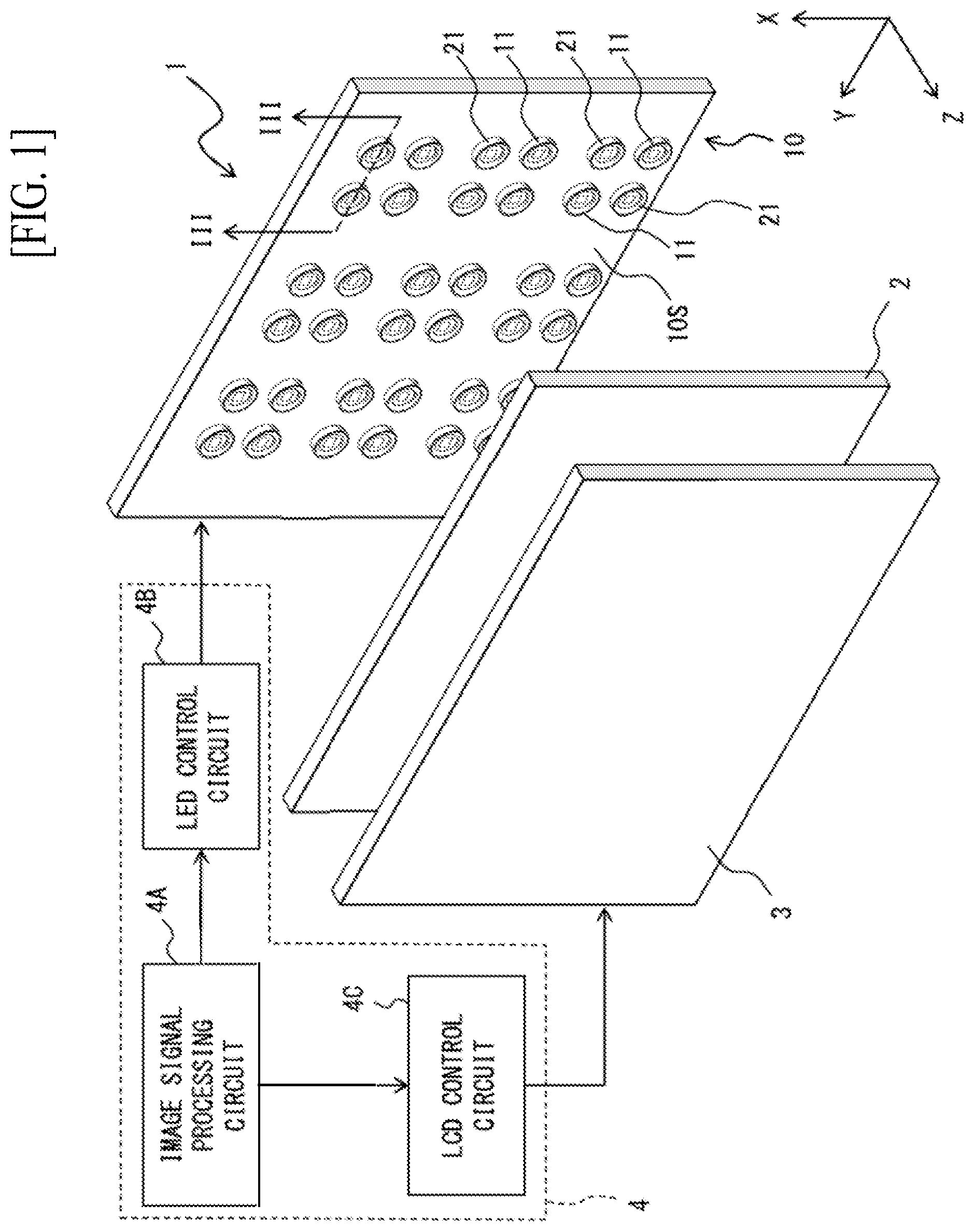 Patent US11841587 Figure 1 – Light emitting device, display, and electronic apparatus