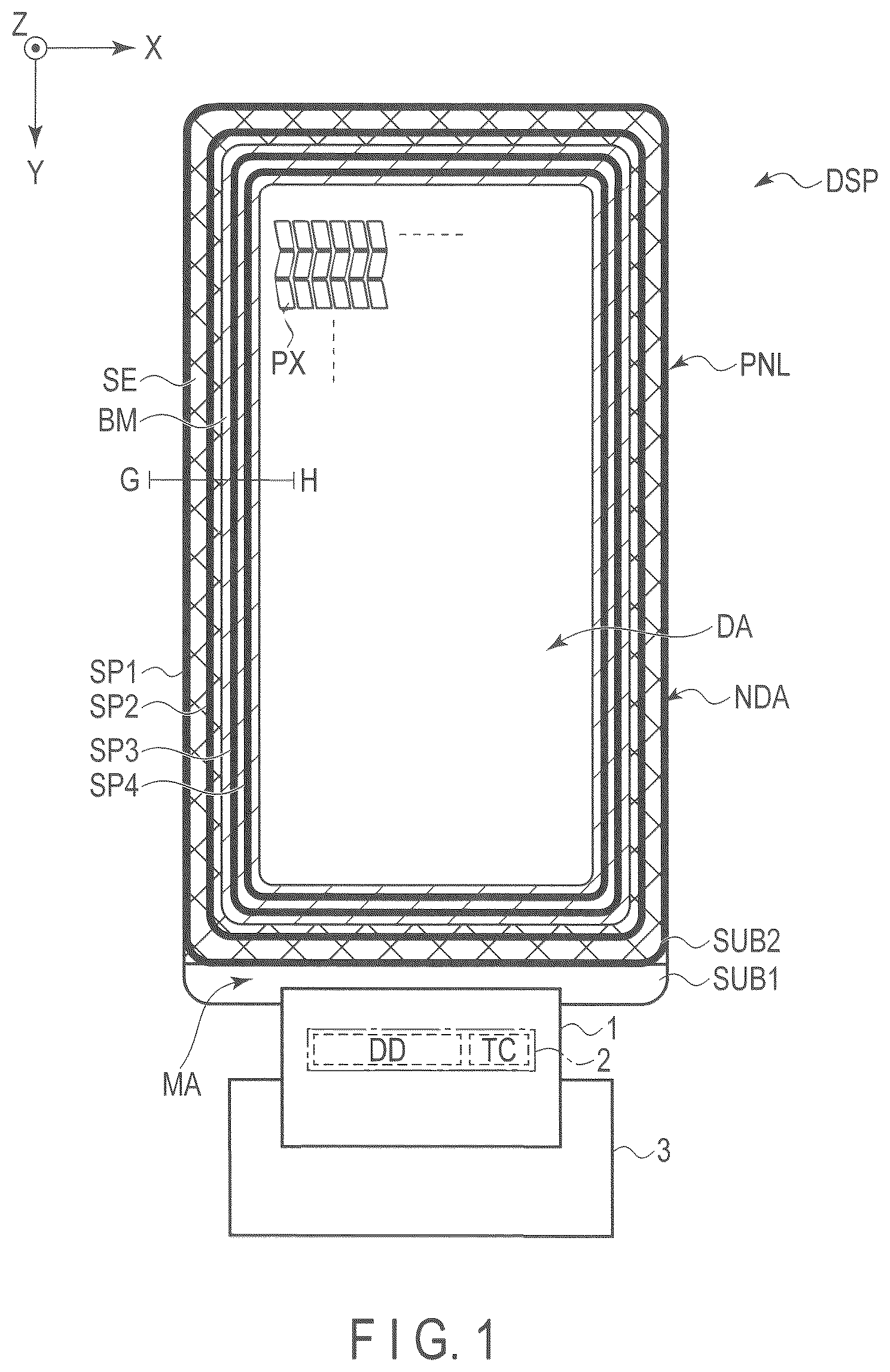 Patent US11841590 Figure 1 – Display device