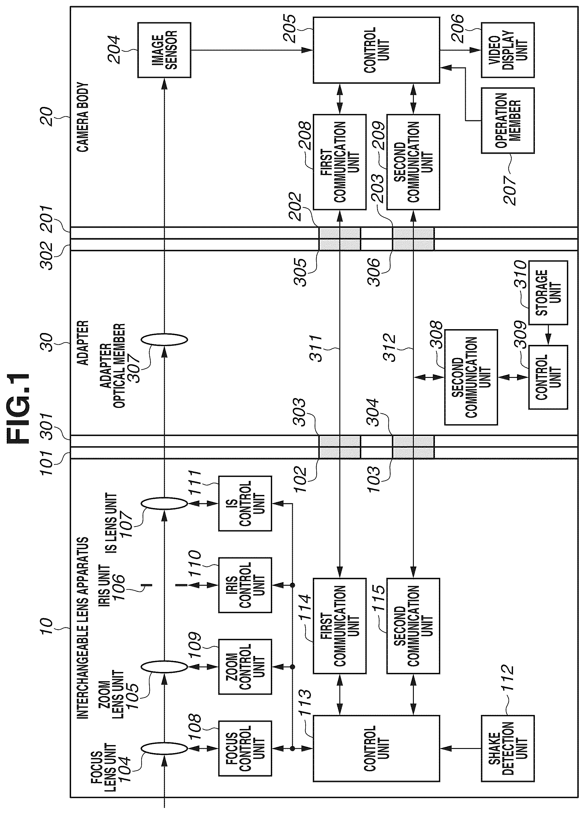 Patent US11841603 Figure 1 – Intermediate accessory apparatus, image pickup apparatus, image pickup system, and storage medium