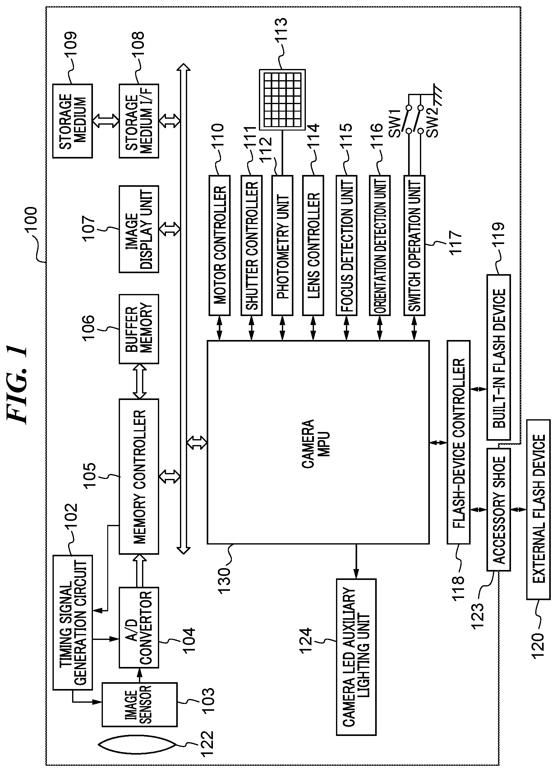 Patent US11841609 — Electronic apparatus with accessory shoe device and accessory attachable to accessory shoe device — Figure 1