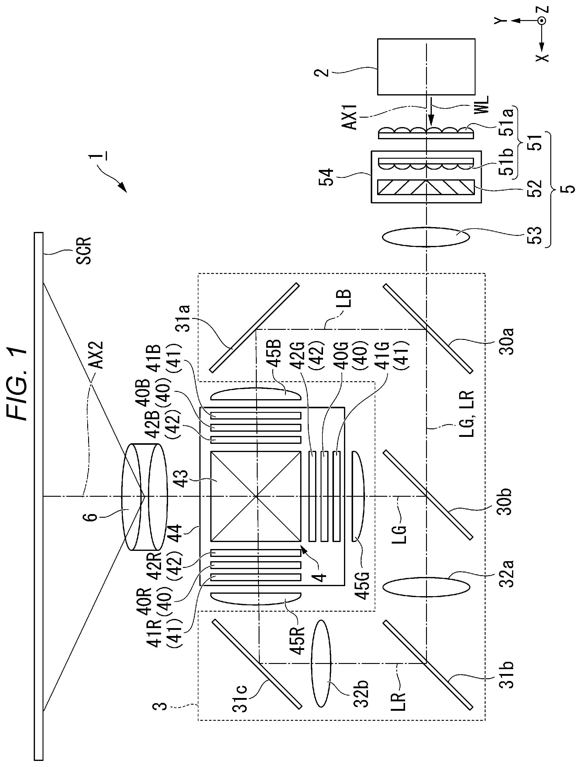 Patent US11841611 Figure 1 – Projector