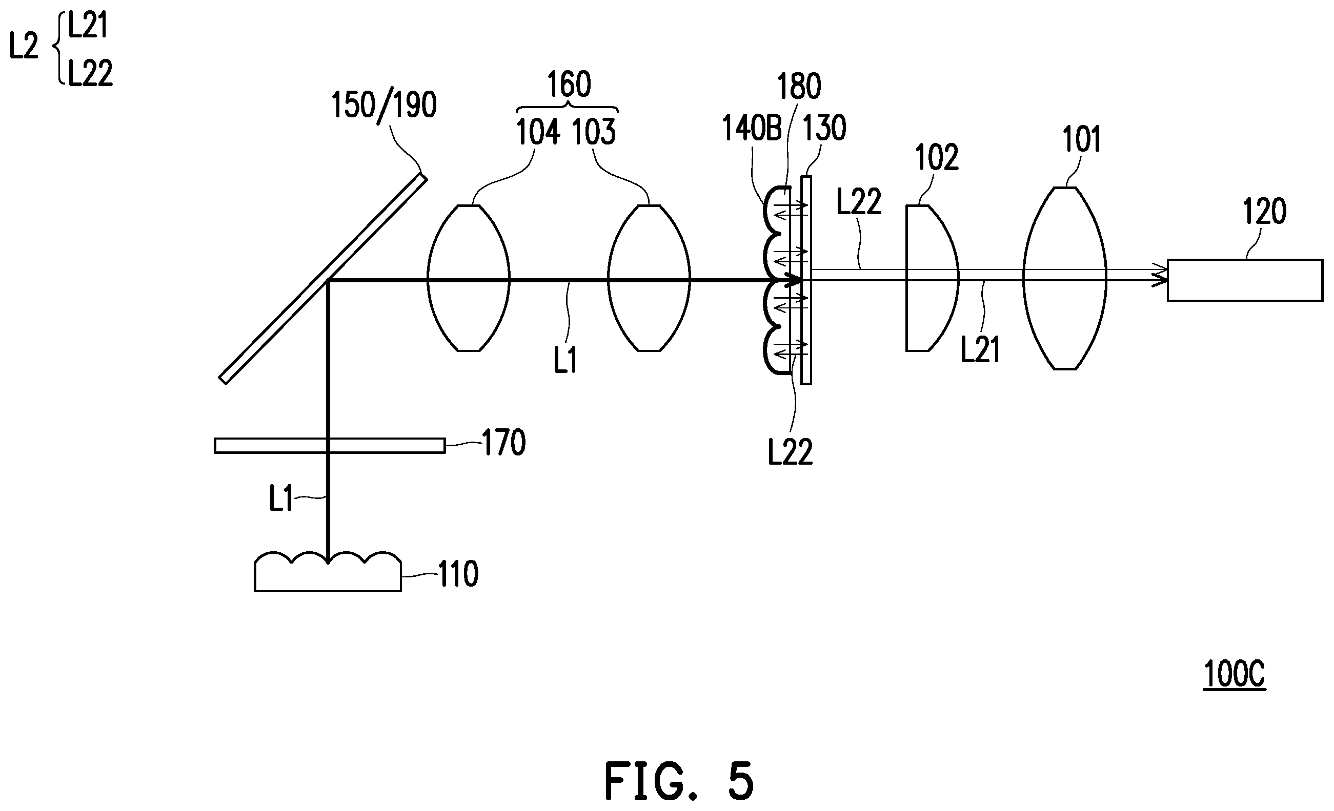 Patent US11841612 Figure 5 – Illumination system and projection device