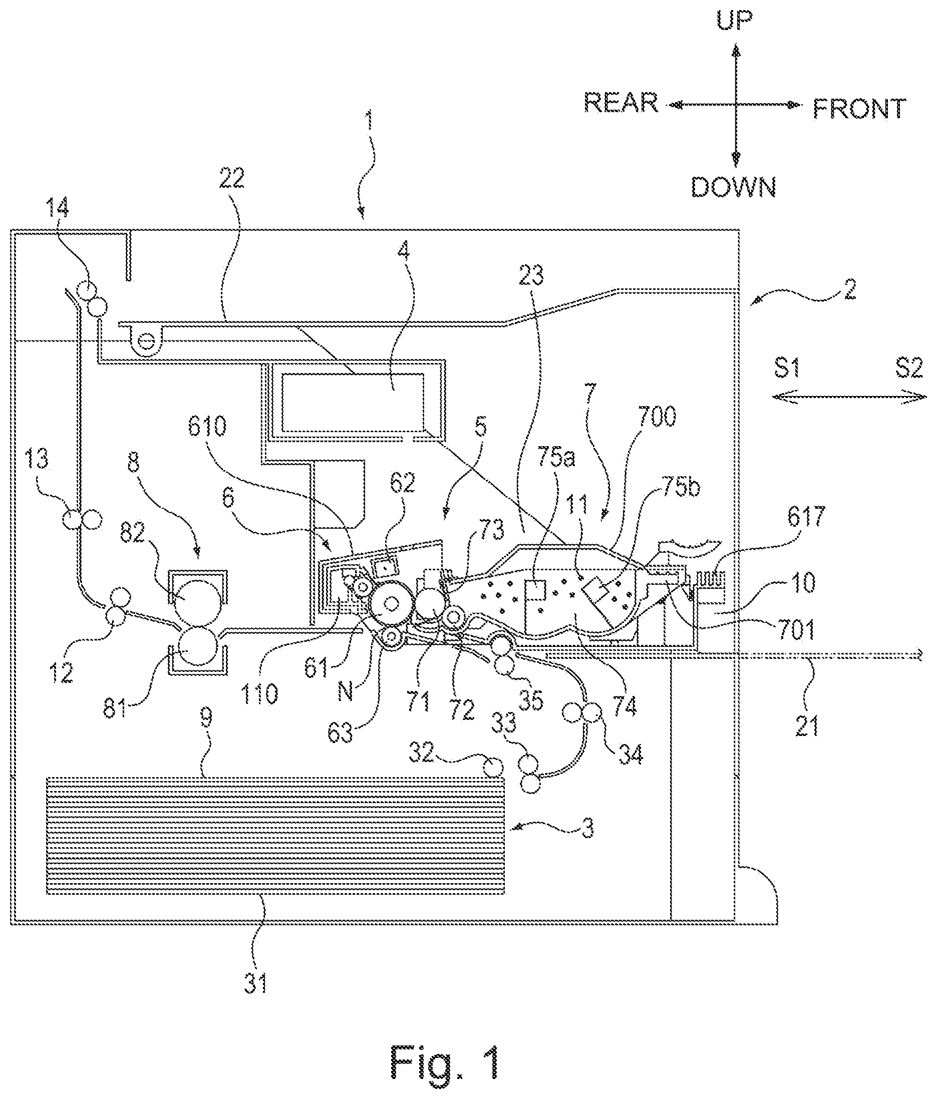 Patent US11841647 Figure 1 – Cartridge and developing cartridge including a frame and sheet member provided at end side of the frame