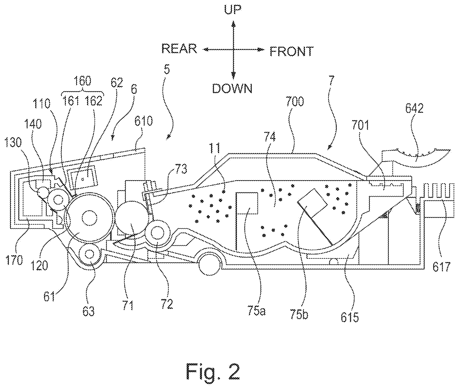 Patent US11841647 Figure 2 – Cartridge and developing cartridge including a frame and sheet member provided at end side of the frame