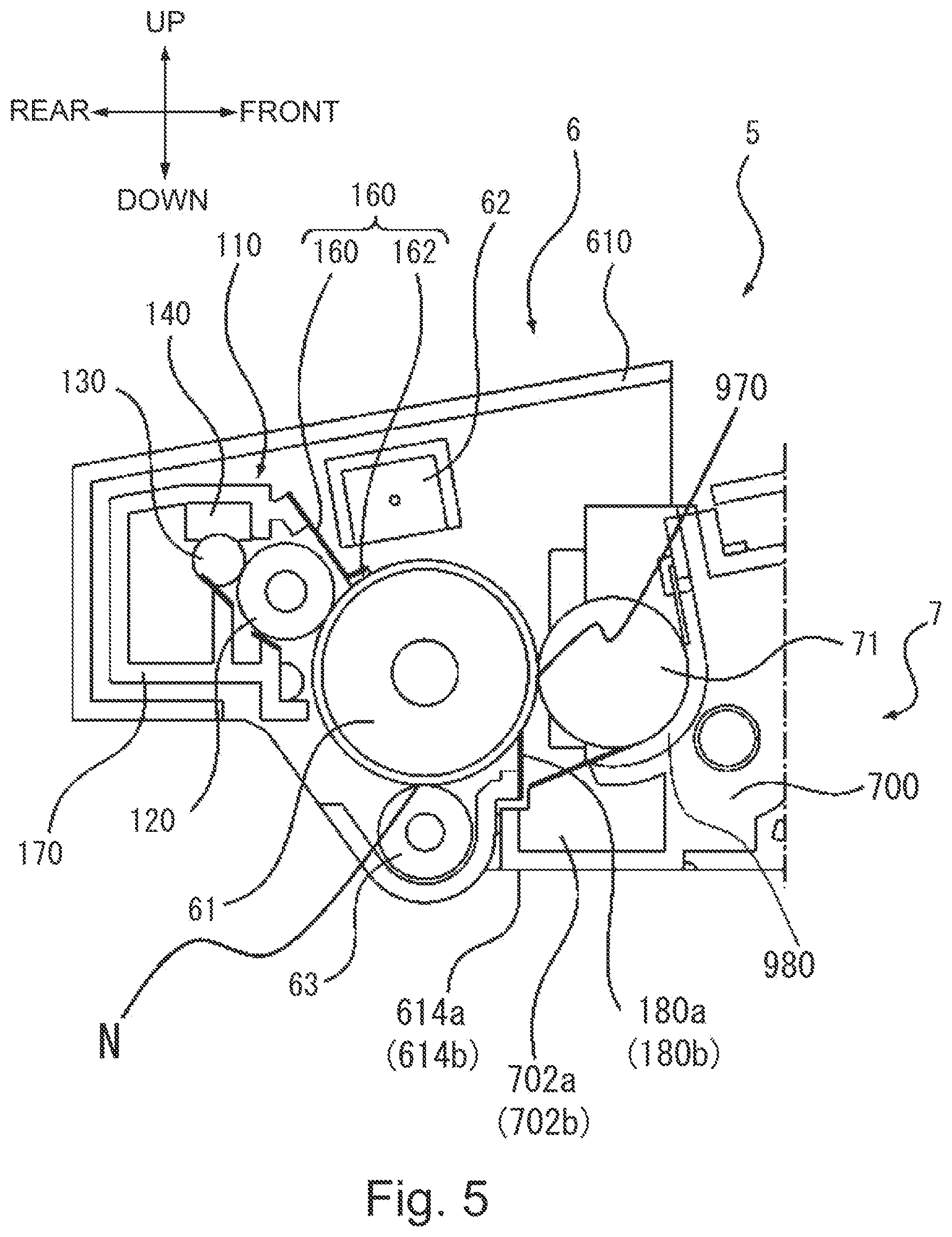 Patent US11841647 Figure 5 – Cartridge and developing cartridge including a frame and sheet member provided at end side of the frame