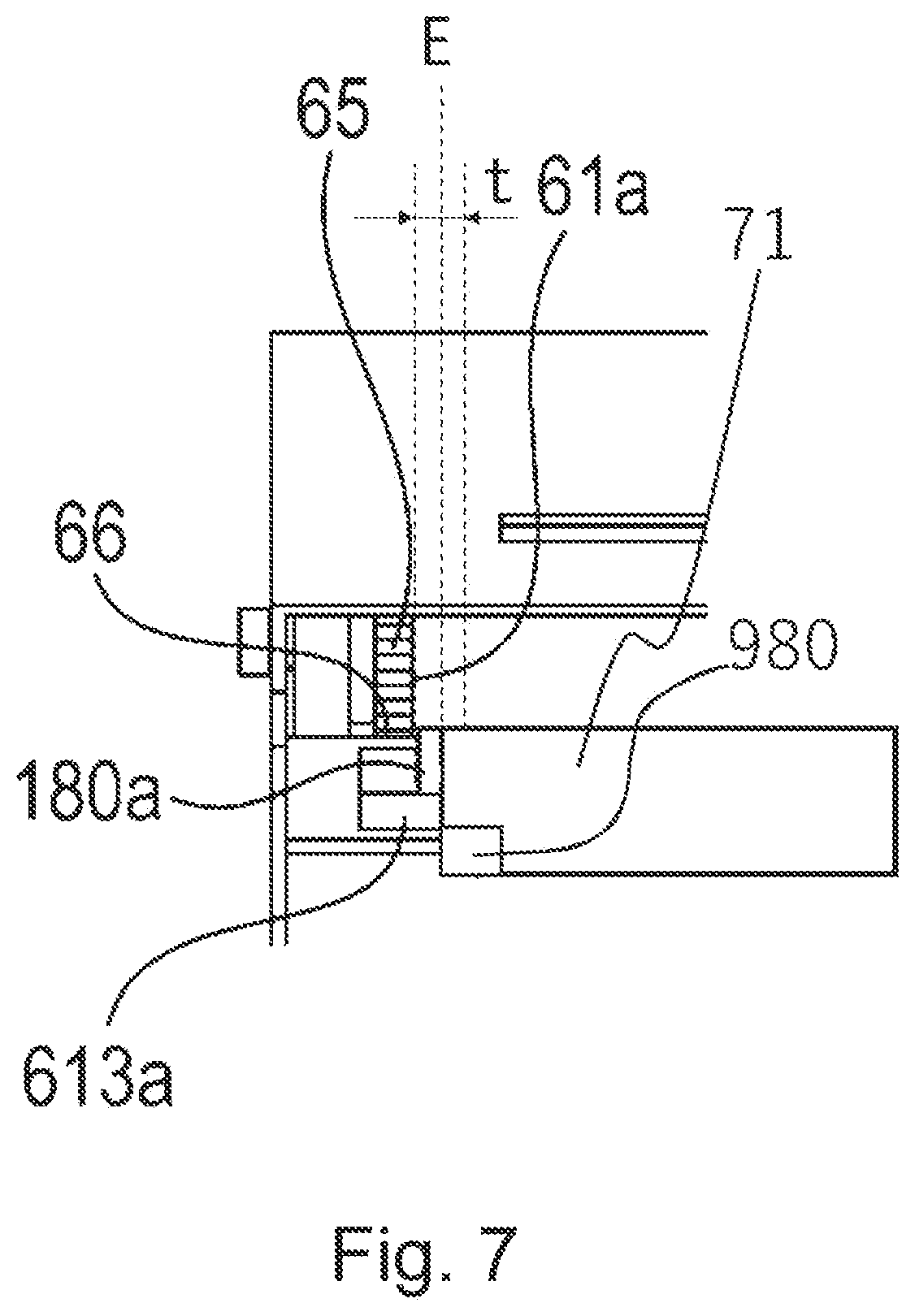 Patent US11841647 Figure 7 – Cartridge and developing cartridge including a frame and sheet member provided at end side of the frame