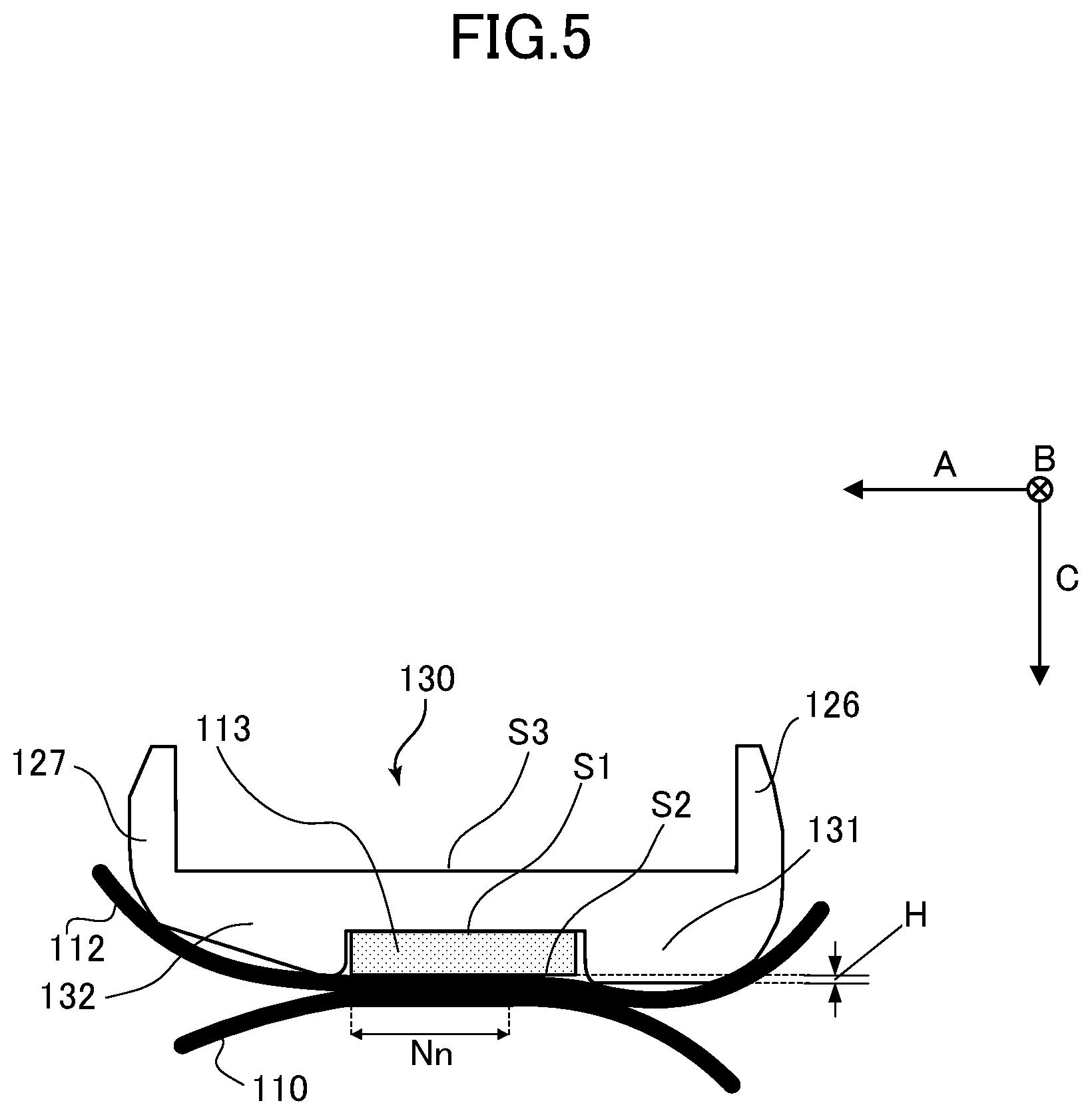 Patent US11841658 Figure 5 – Fixing apparatus with a detection element disposed in a hole portion of a heater holder member and image forming apparatus