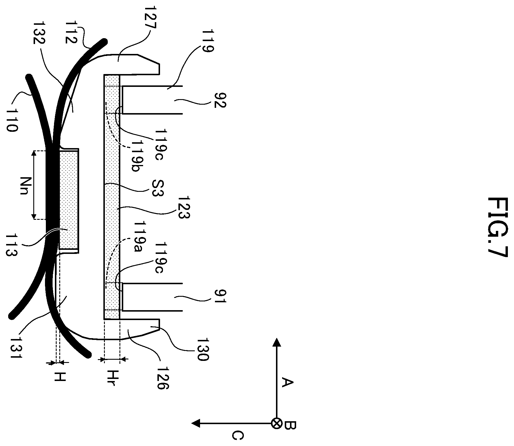 Patent US11841658 Figure 7 – Fixing apparatus with a detection element disposed in a hole portion of a heater holder member and image forming apparatus