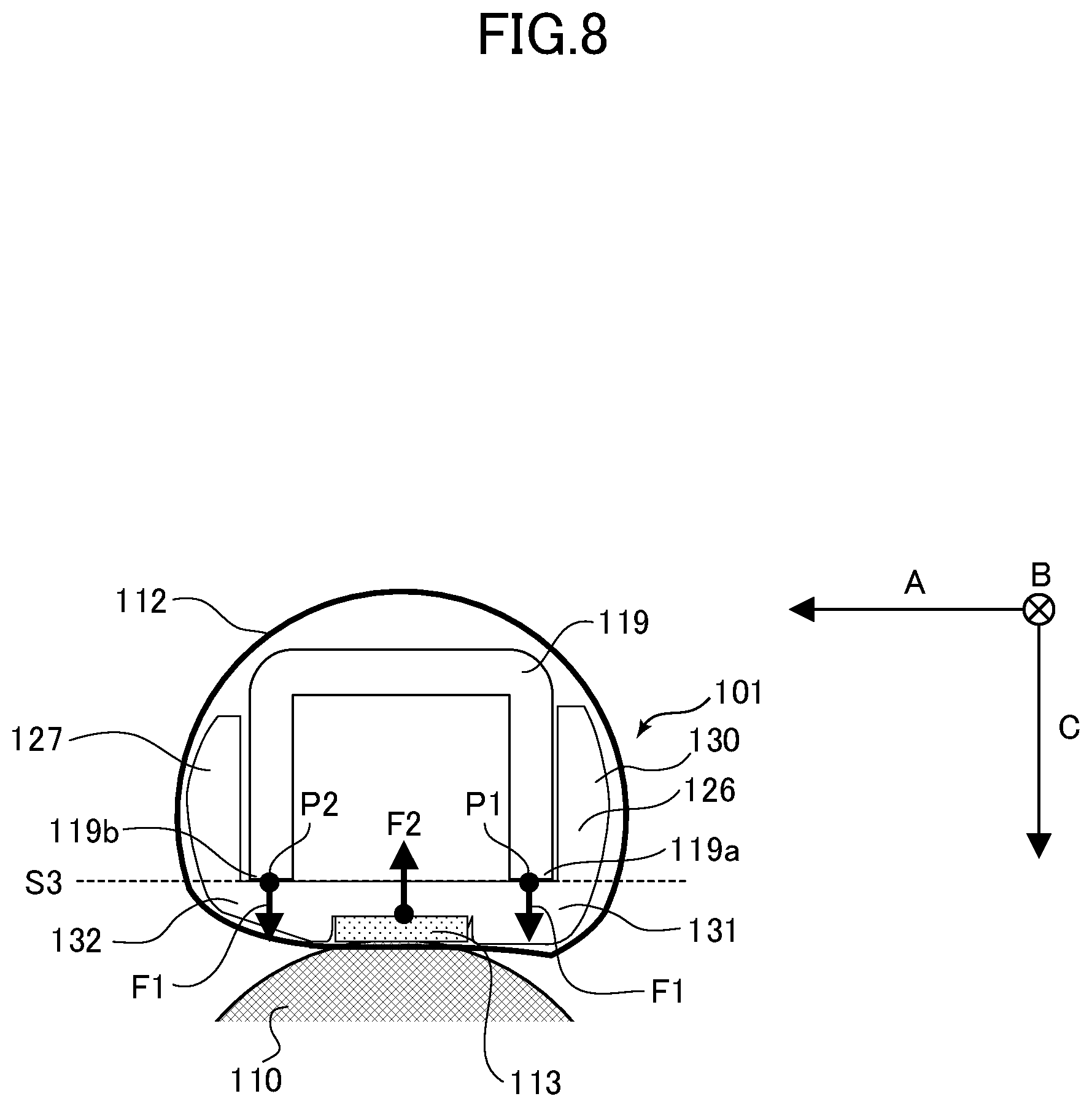 Patent US11841658 Figure 8 – Fixing apparatus with a detection element disposed in a hole portion of a heater holder member and image forming apparatus