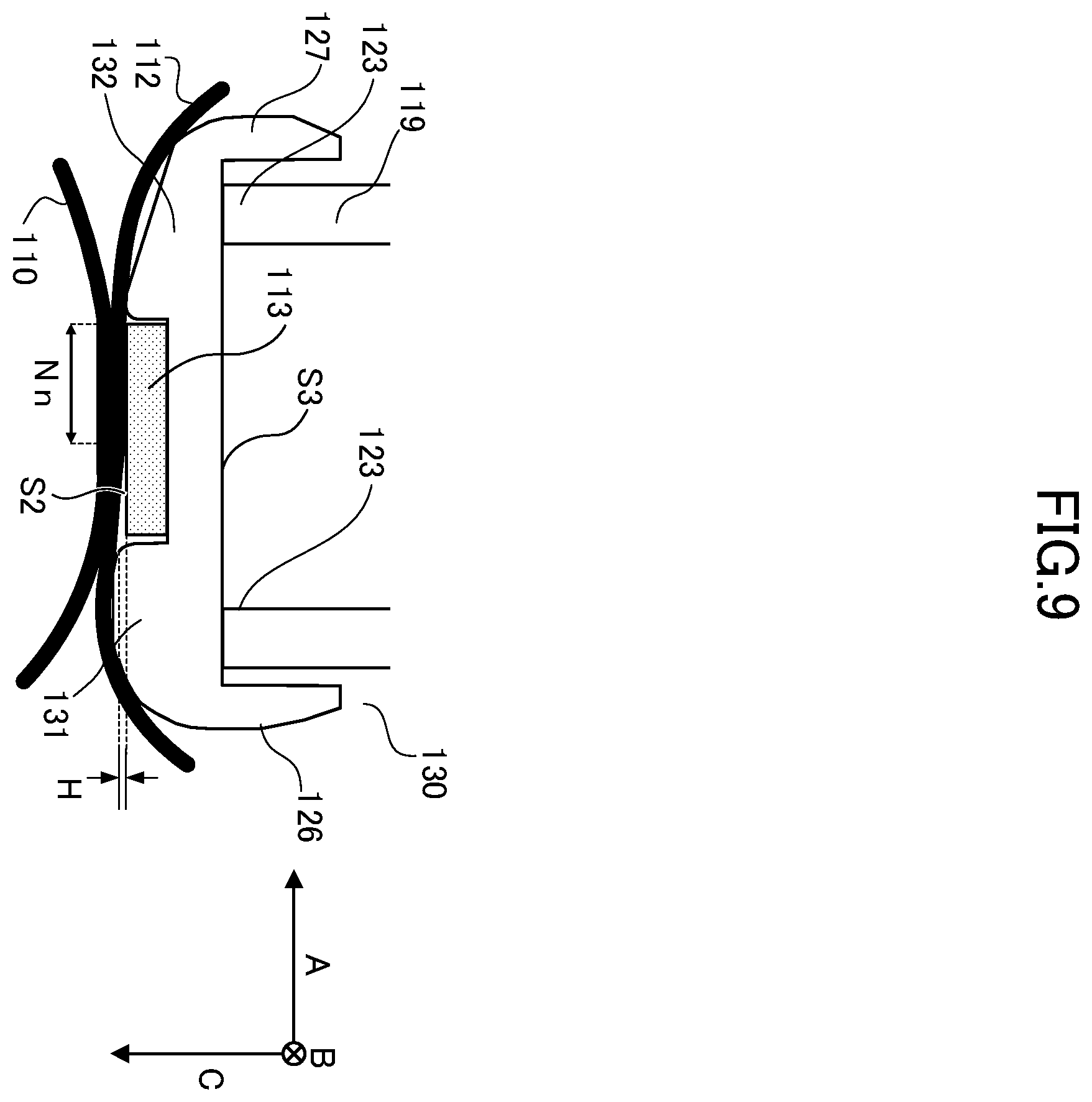 Patent US11841658 Figure 9 – Fixing apparatus with a detection element disposed in a hole portion of a heater holder member and image forming apparatus