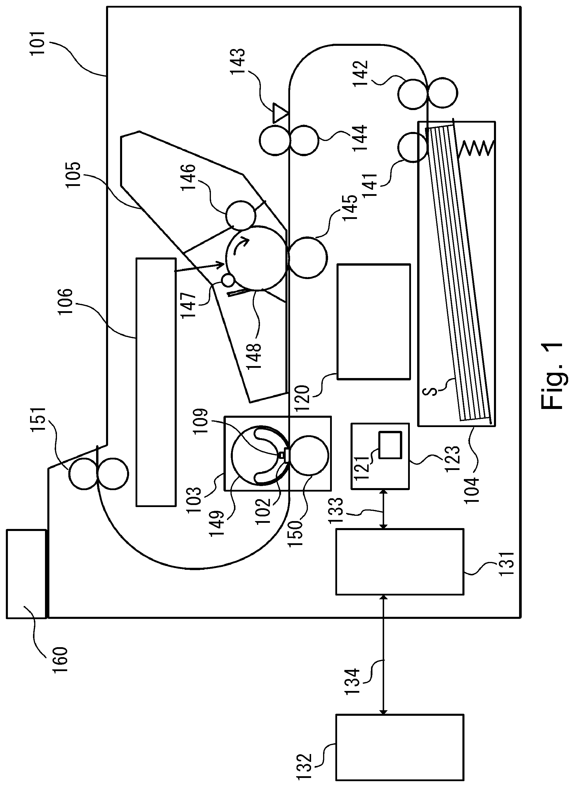 Patent US11841659 — Apparatus including power source unit controlling AC-DC converting unit based on a detected overcurrent state — Figure 1