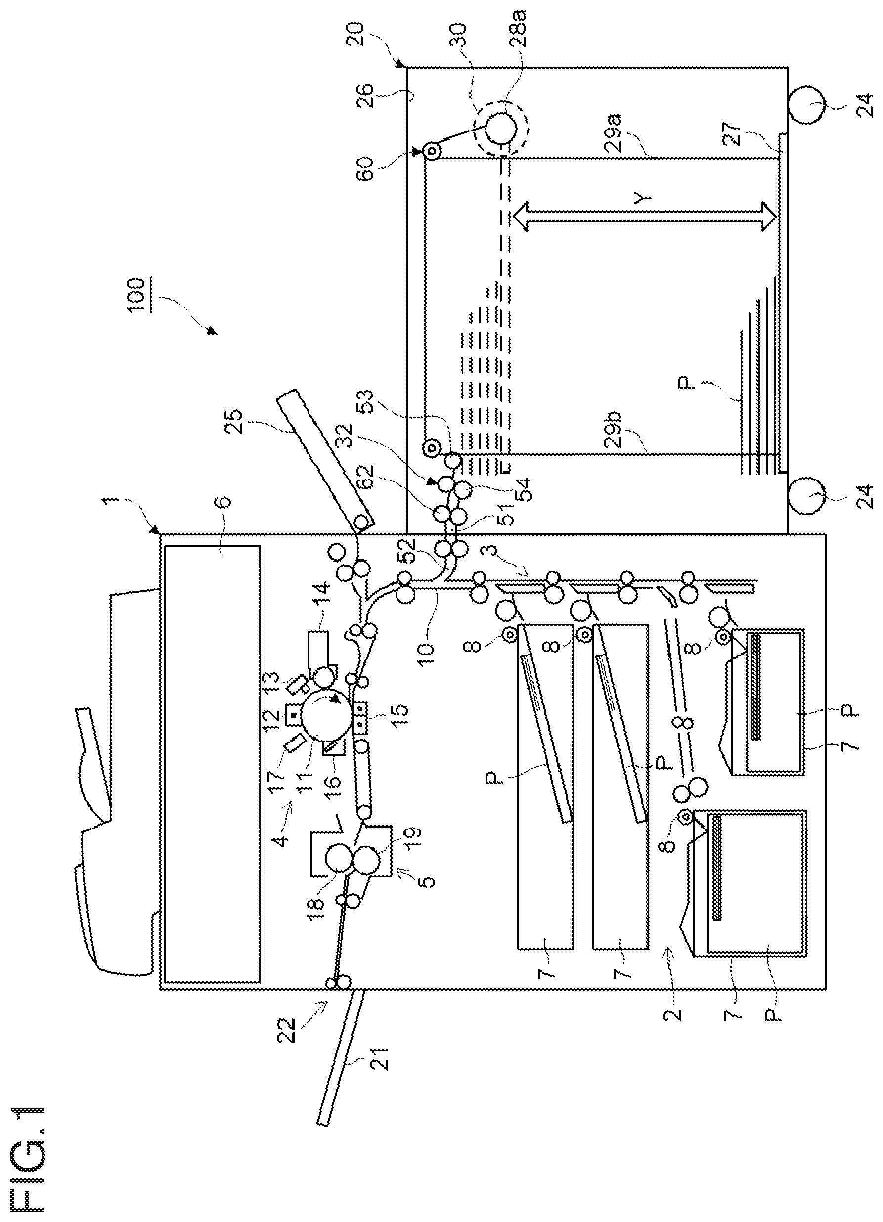 Patent US11841663 Figure 1 – Sheet storage device and image forming system therewith