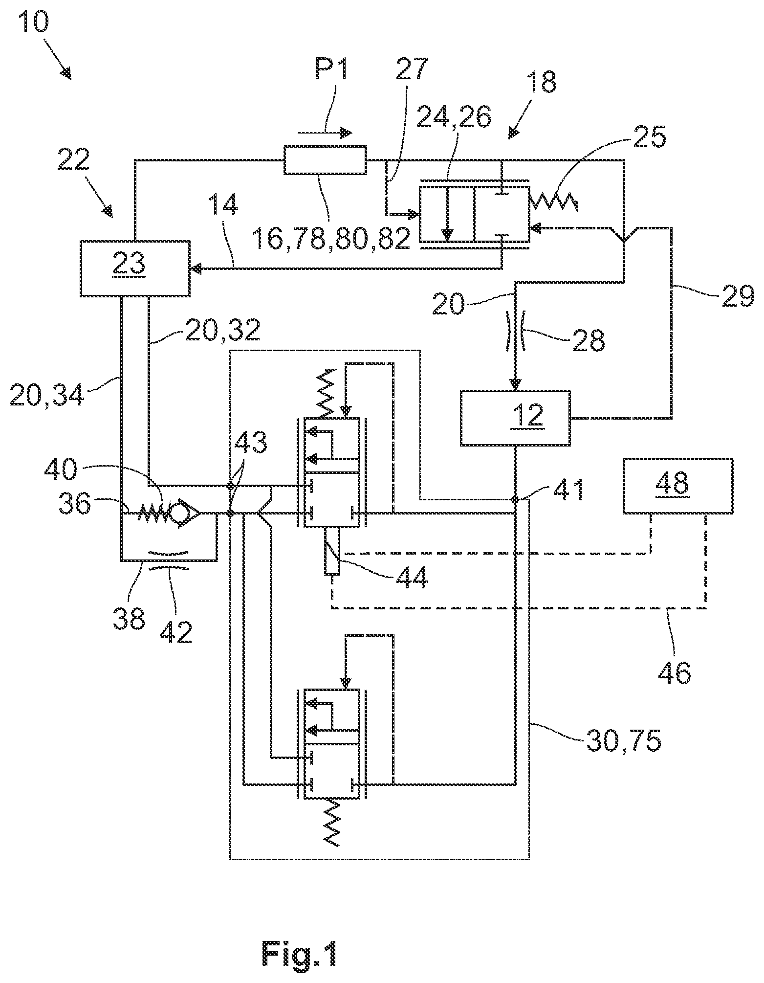 Patent US11841717 — Pressure control valve and device comprising such a pressure control valve , for controlling or regulating the pressure of a compressed fluid in a pilot pressure chamber — Figure 1