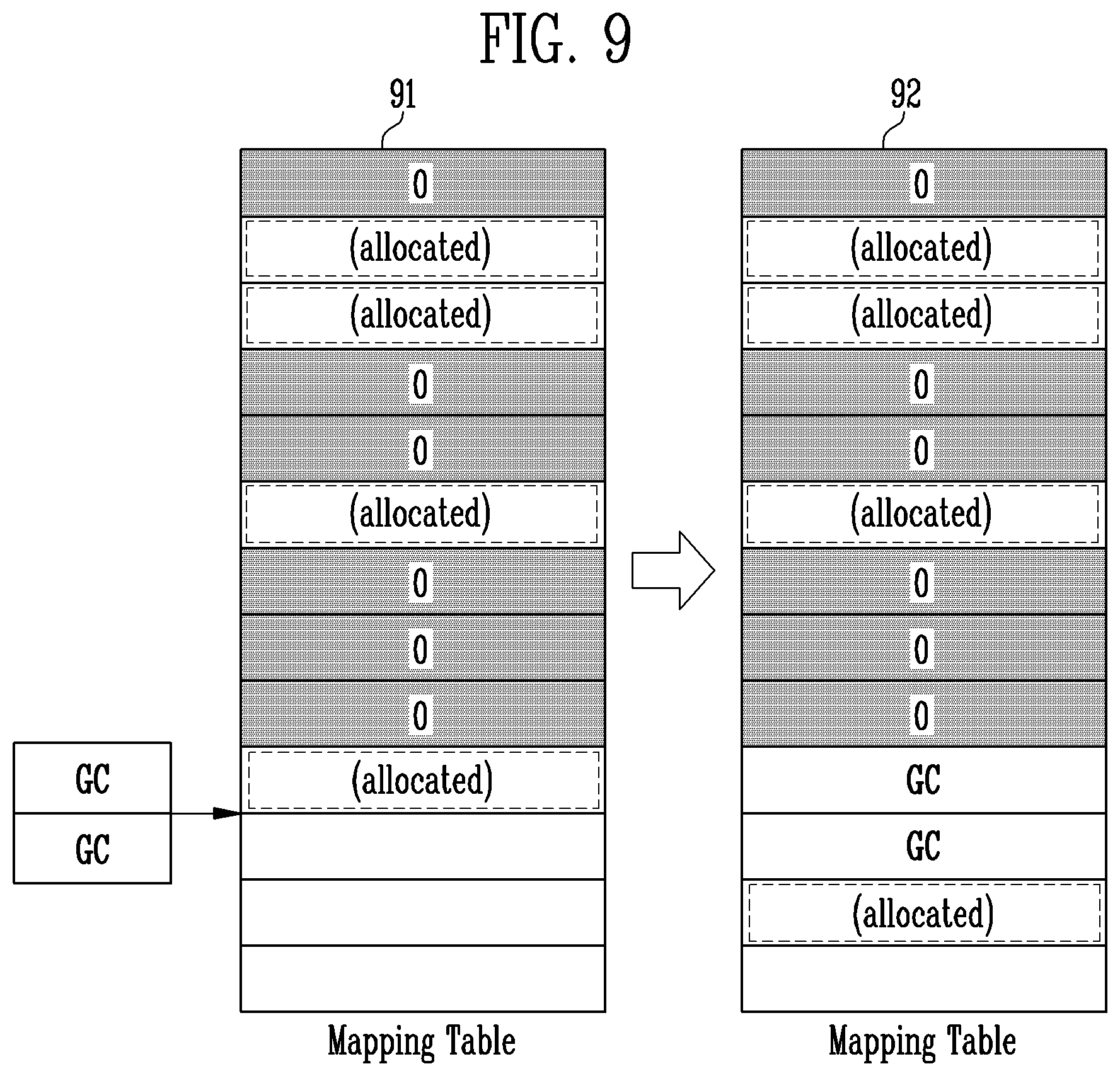 Patent US11841795 Figure 9 – Storage device for setting a flag in a mapping table according to a sequence number and operating method thereof