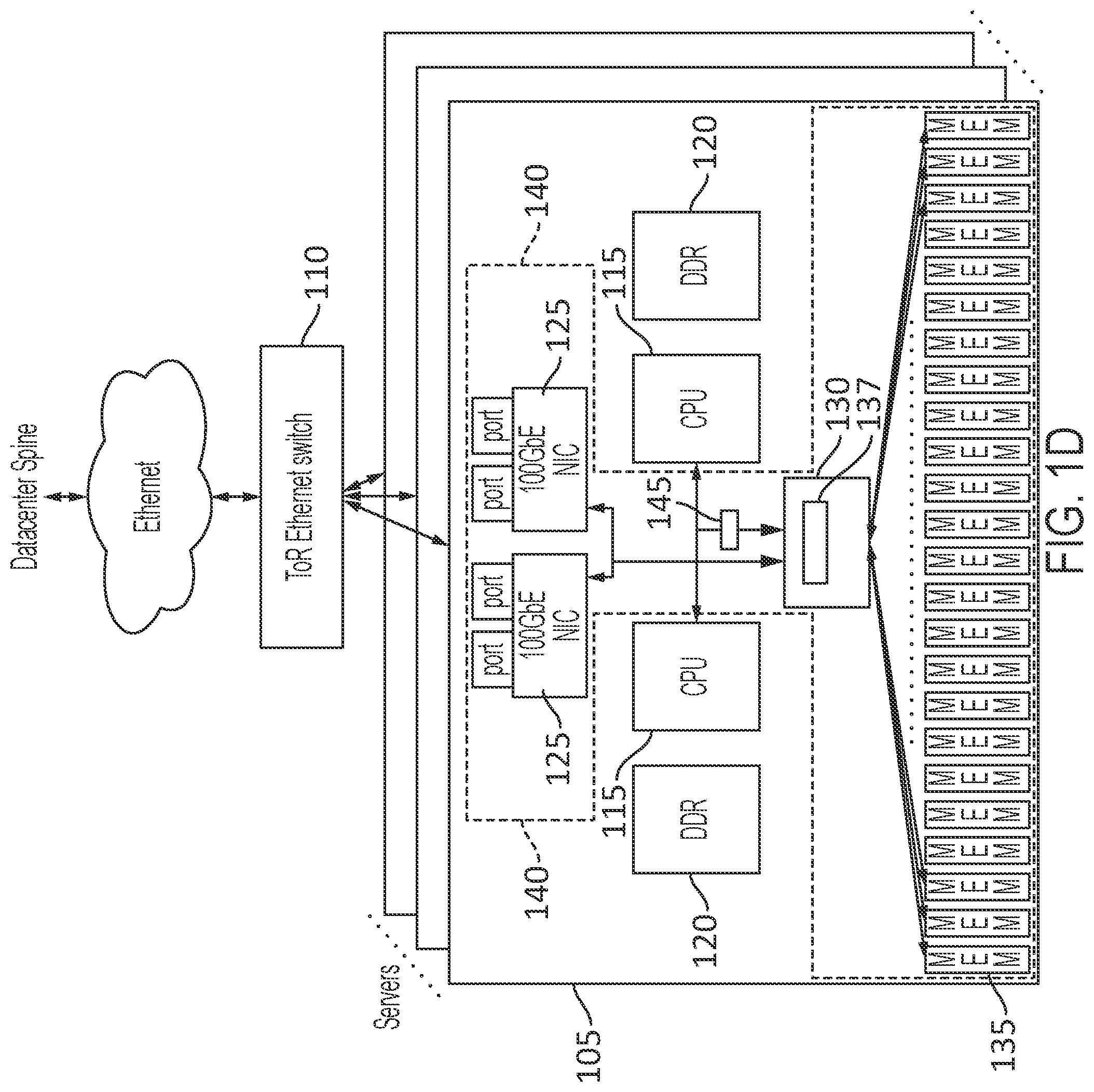 Patent US11841814 Figure 4 – System with cache-coherent memory and server-linking switch