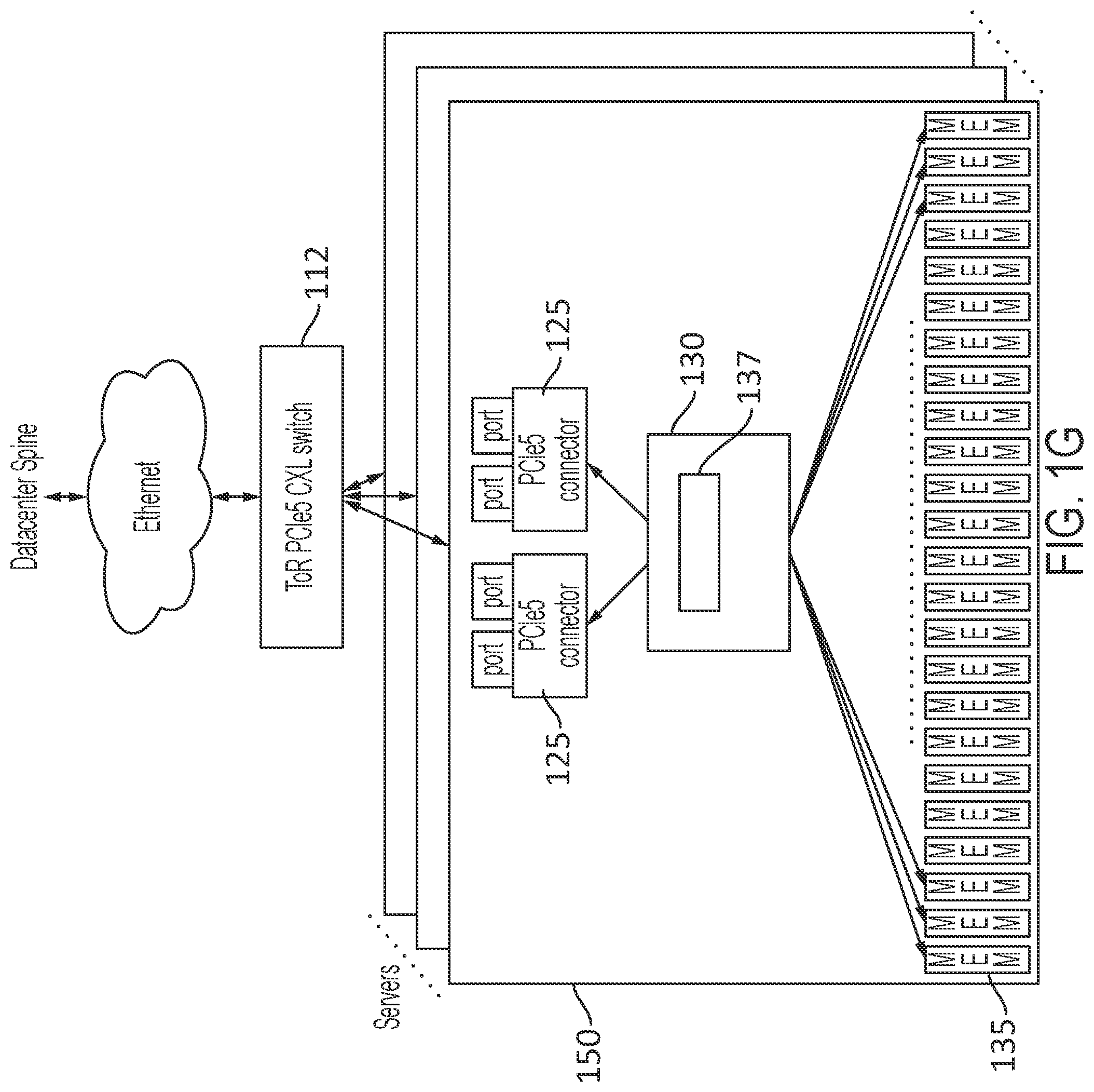 Patent US11841814 Figure 7 – System with cache-coherent memory and server-linking switch