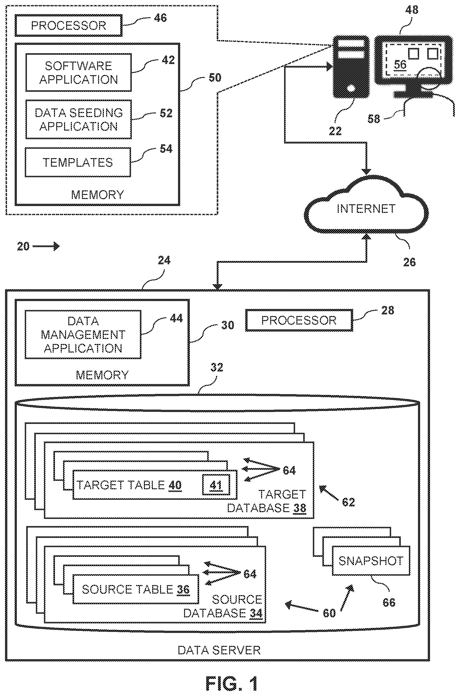 Patent US11841836 Figure 1 – Target environment data seeding