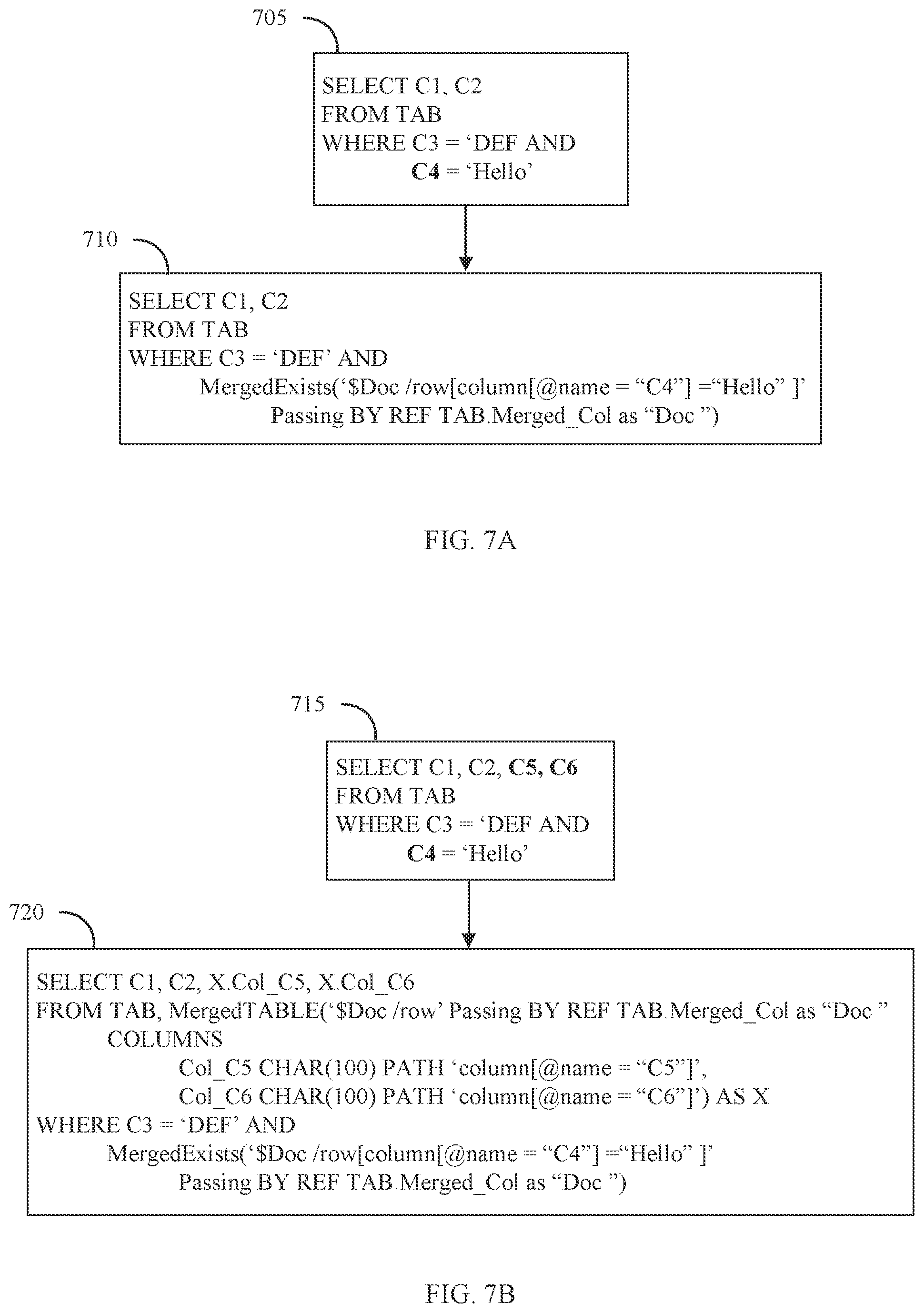 Patent US11841857 Figure 7 – Query efficiency using merged columns