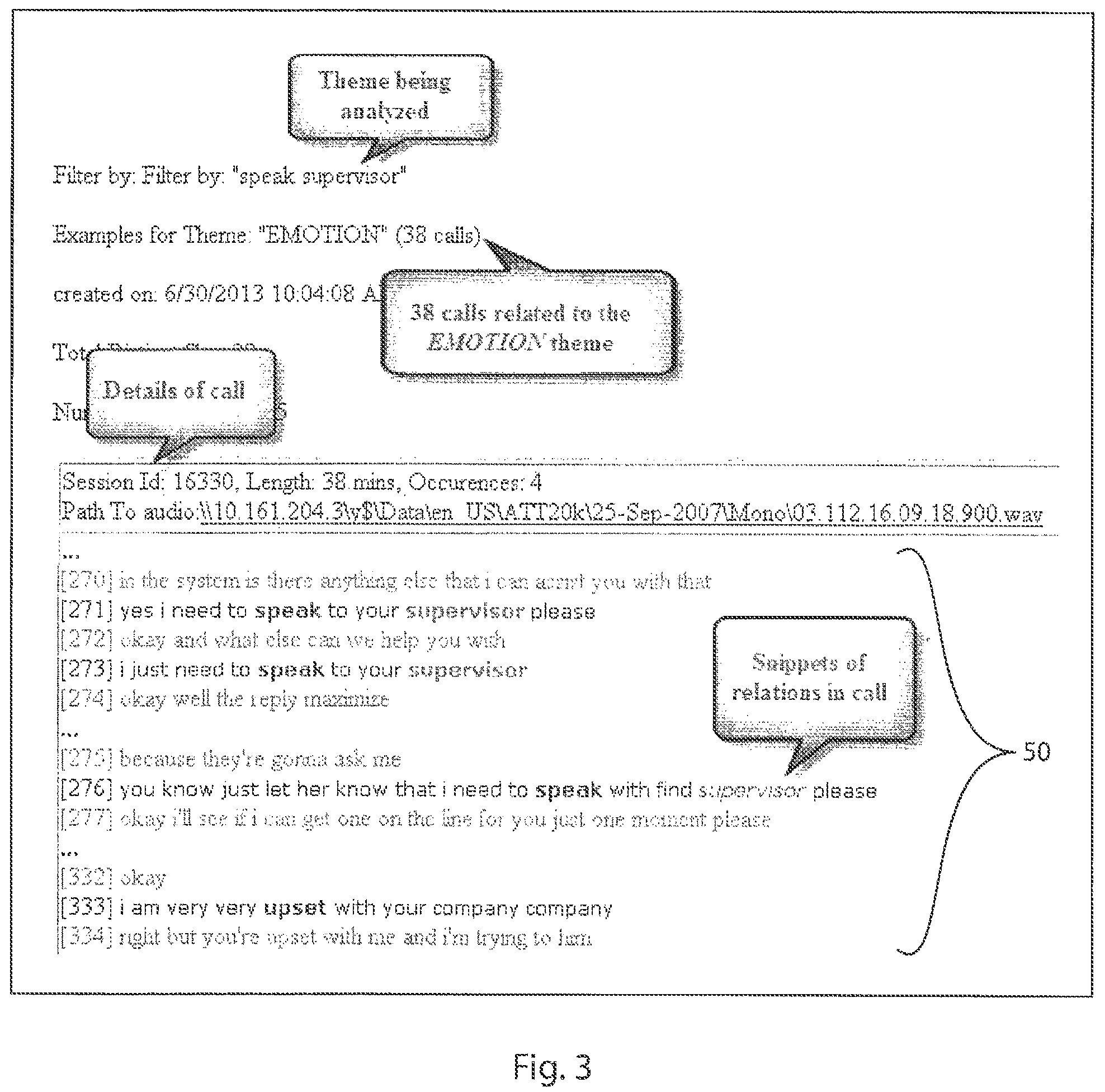 Patent US11841890 Figure 3 – Call summary