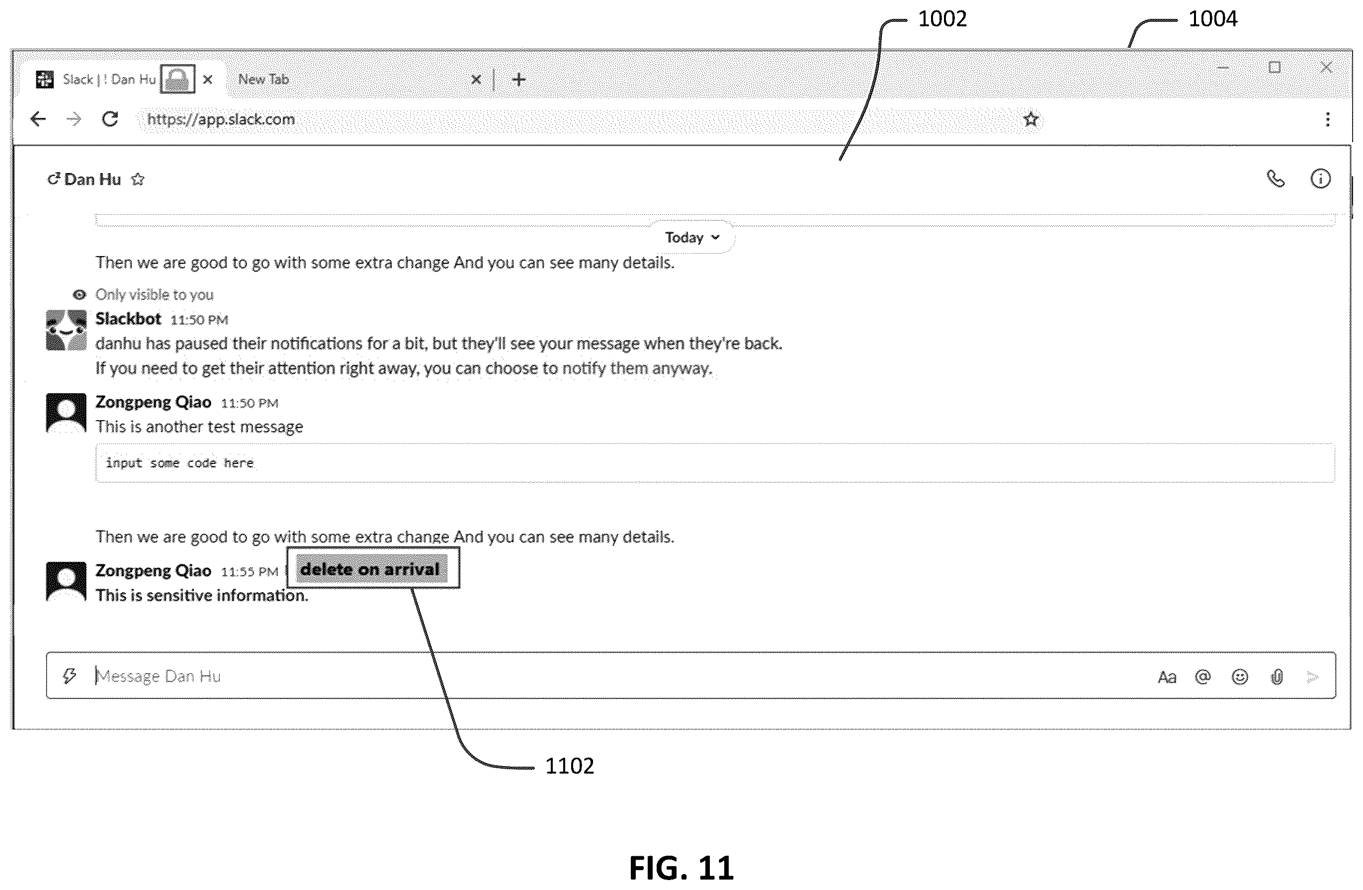 Patent US11841928 Figure 13 – Secure collaboration messaging