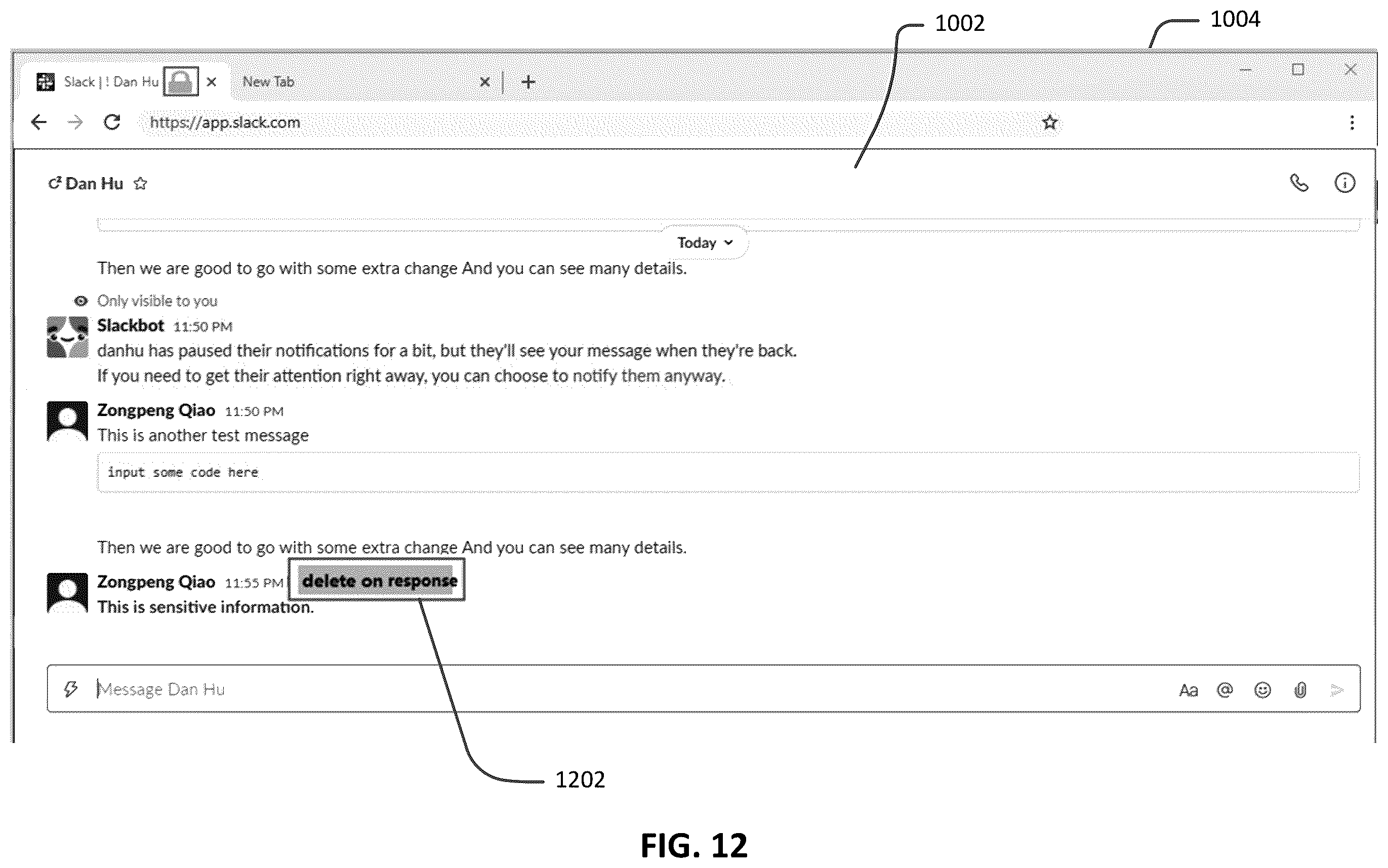 Patent US11841928 Figure 14 – Secure collaboration messaging