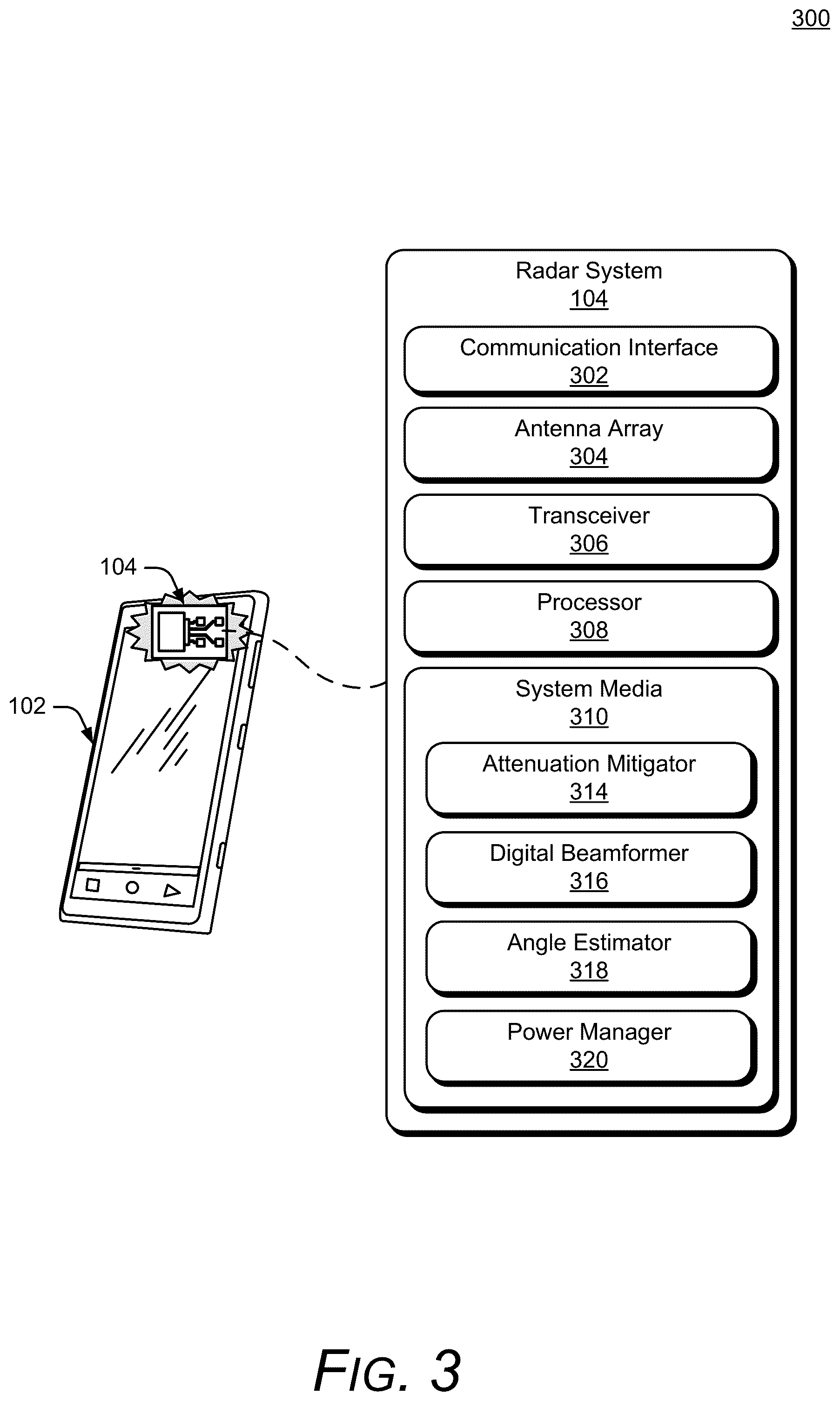 Patent US11841933 Figure 3 – Radar-based authentication status feedback
