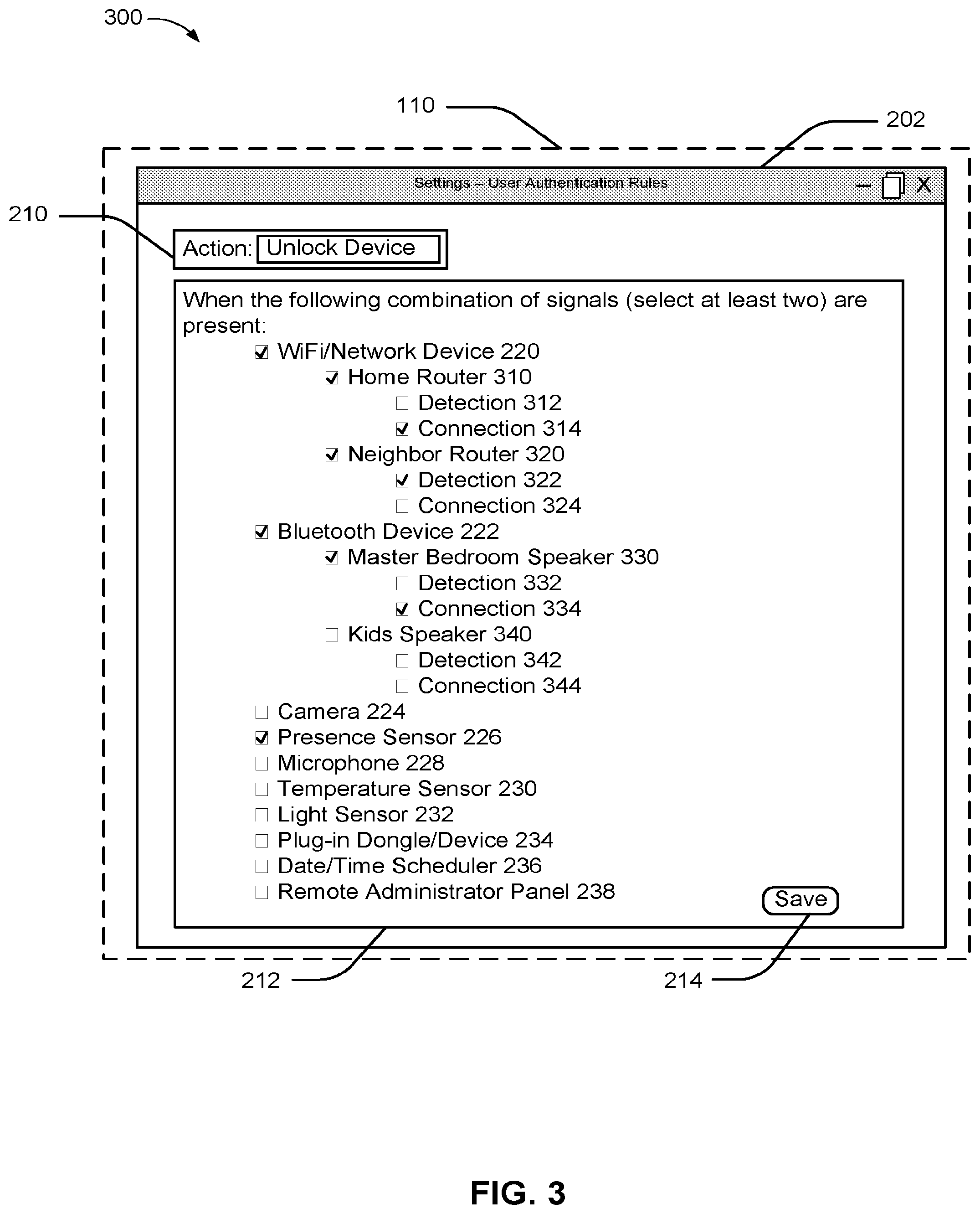Patent US11841936 Figure 3 – Authentication rules for locked and unlocked states