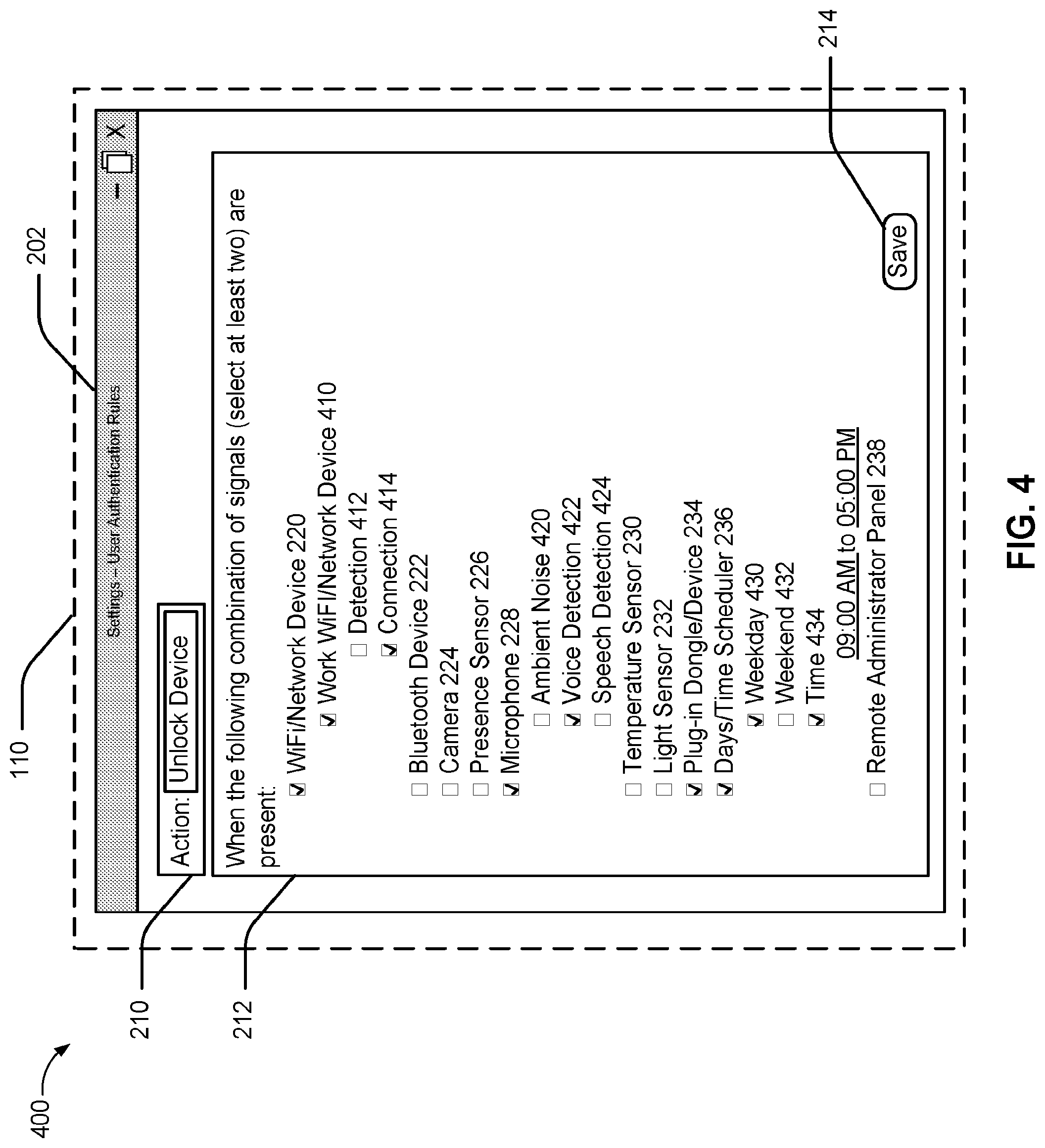 Patent US11841936 Figure 4 – Authentication rules for locked and unlocked states