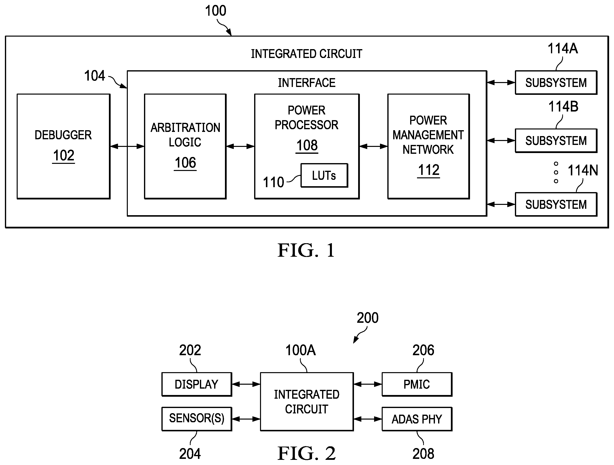 Patent US11847006 Figure 1 – Integrated circuit with debugger and arbitration interface