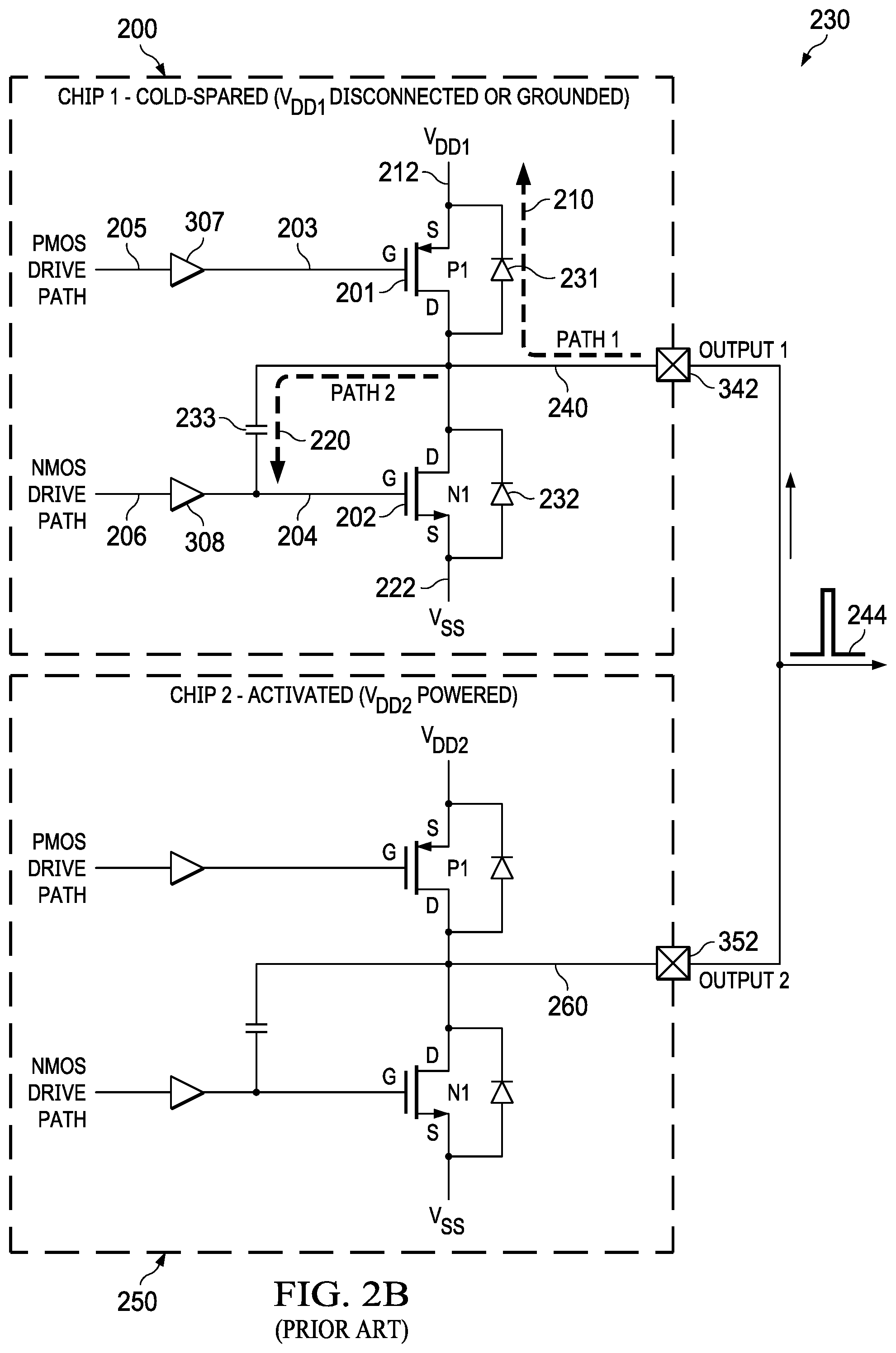 Patent US11847084 Figure 2 – Circuits and methods for enabling redundancy in an electronic system employing cold-sparing