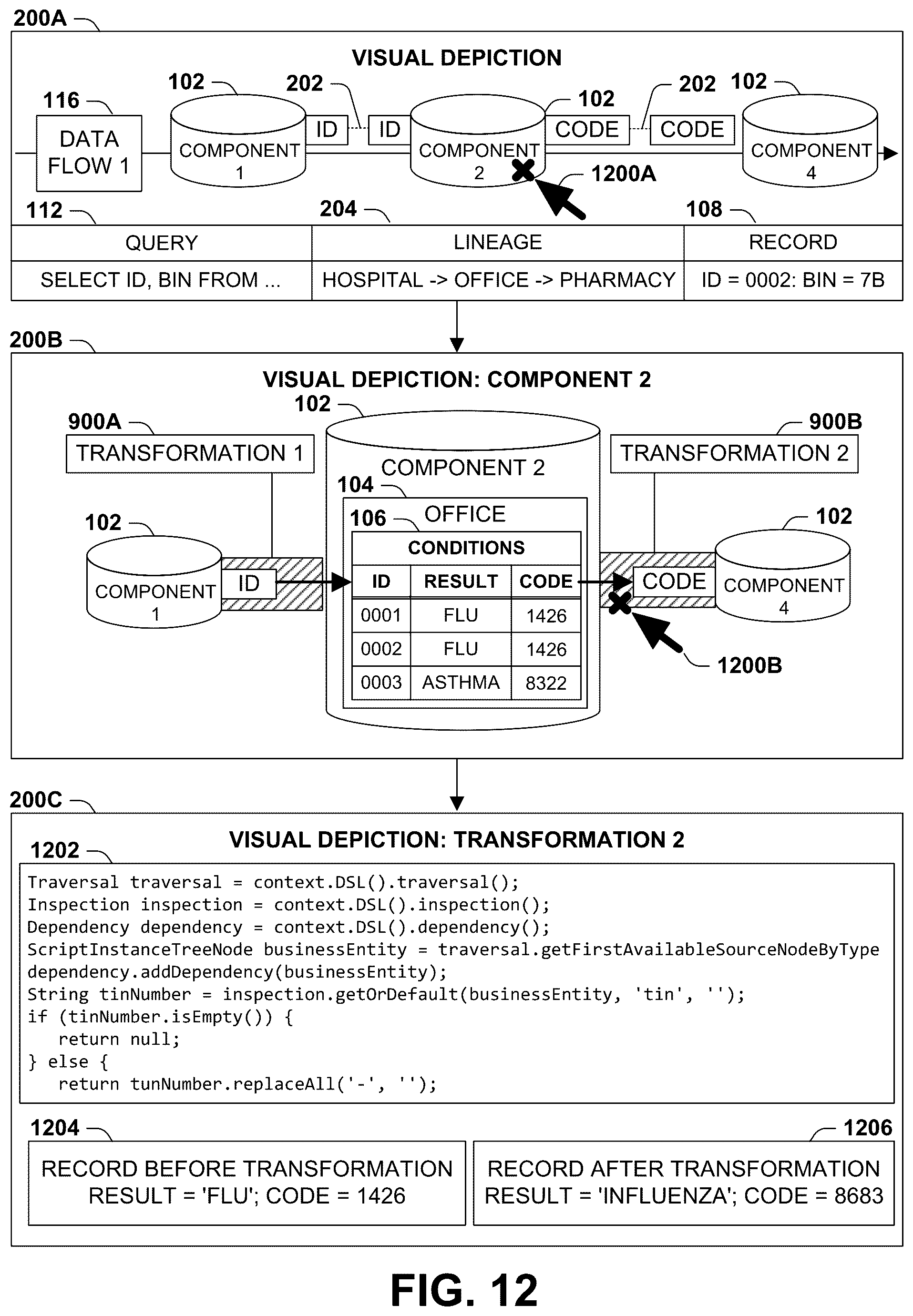 Patent US11847134 Figure 11 – Computerized system for programmatic mapping of record lineage based on data flow through data storage components
