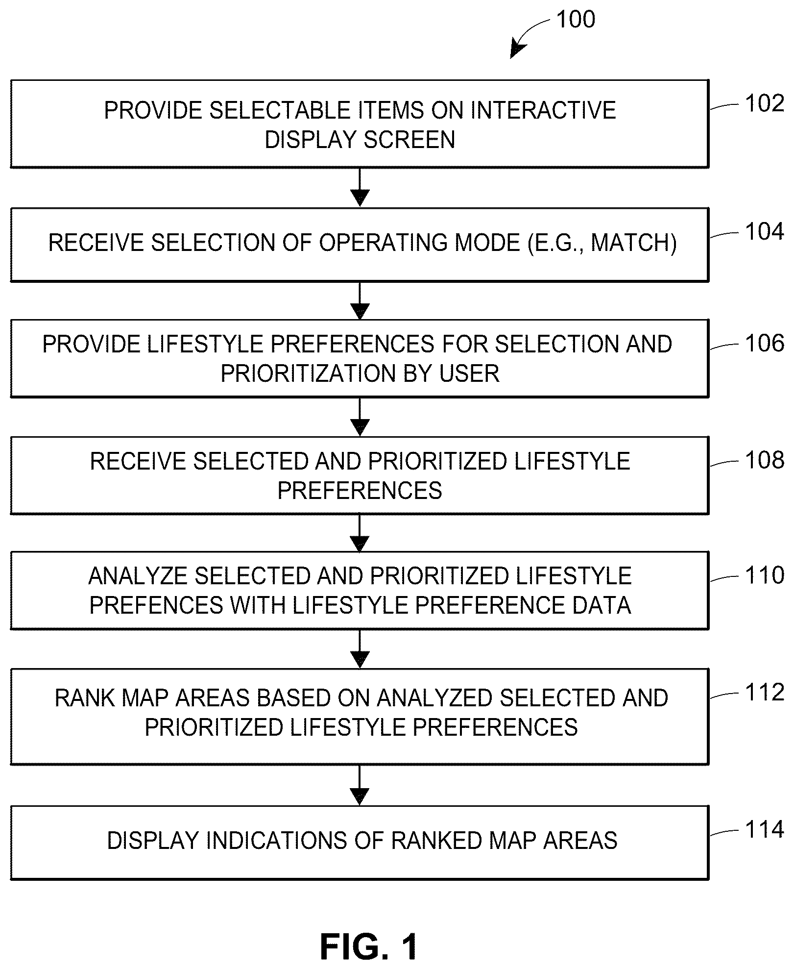 Patent US11847146 Figure 1 – System and method for identifying locations with lifestyle preferences